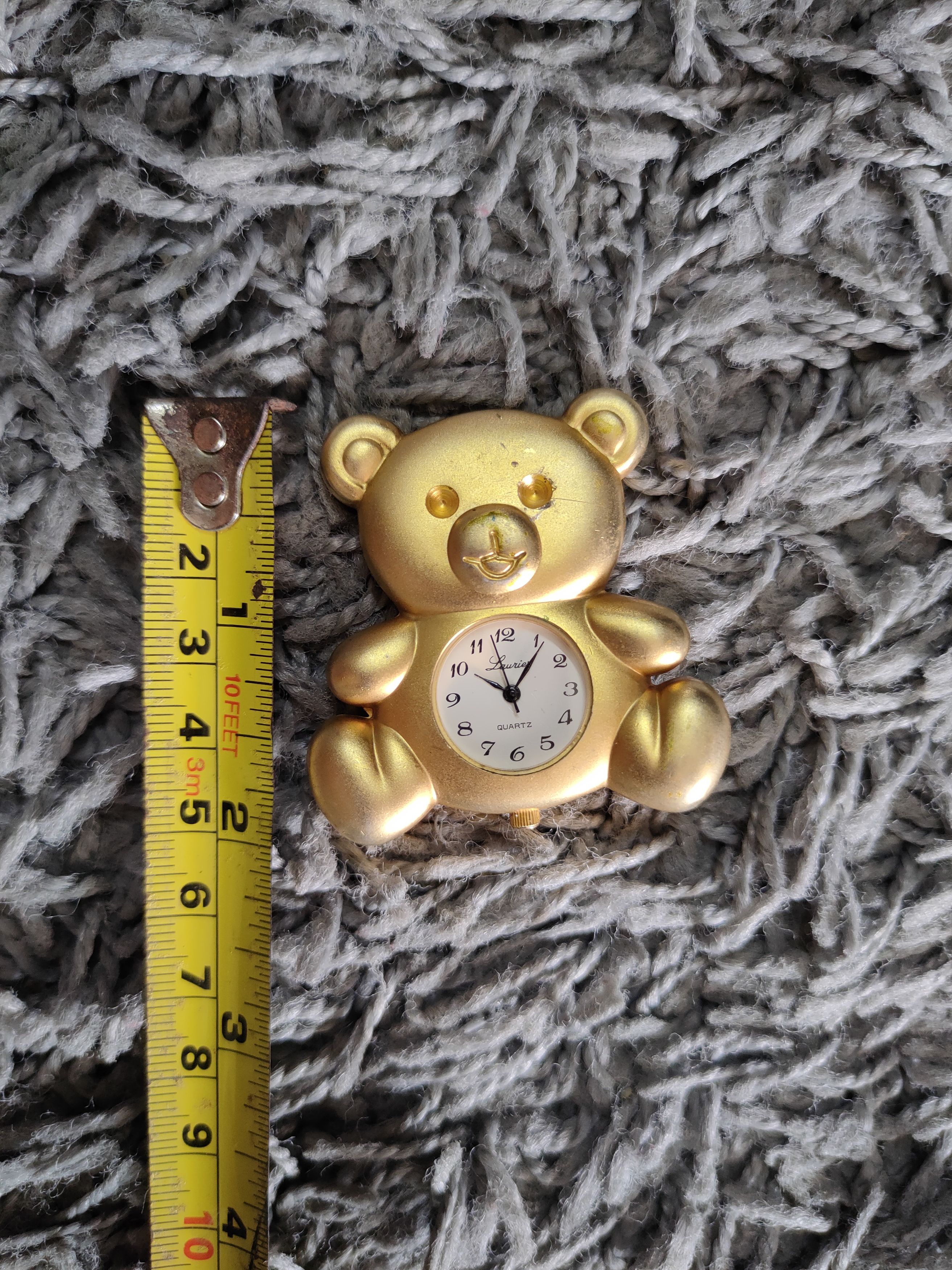 Japanese Brand Laurier Teddy Bear Gold Table Clock vintage Japan #dumoh Size ONE SIZE - 9 Thumbnail