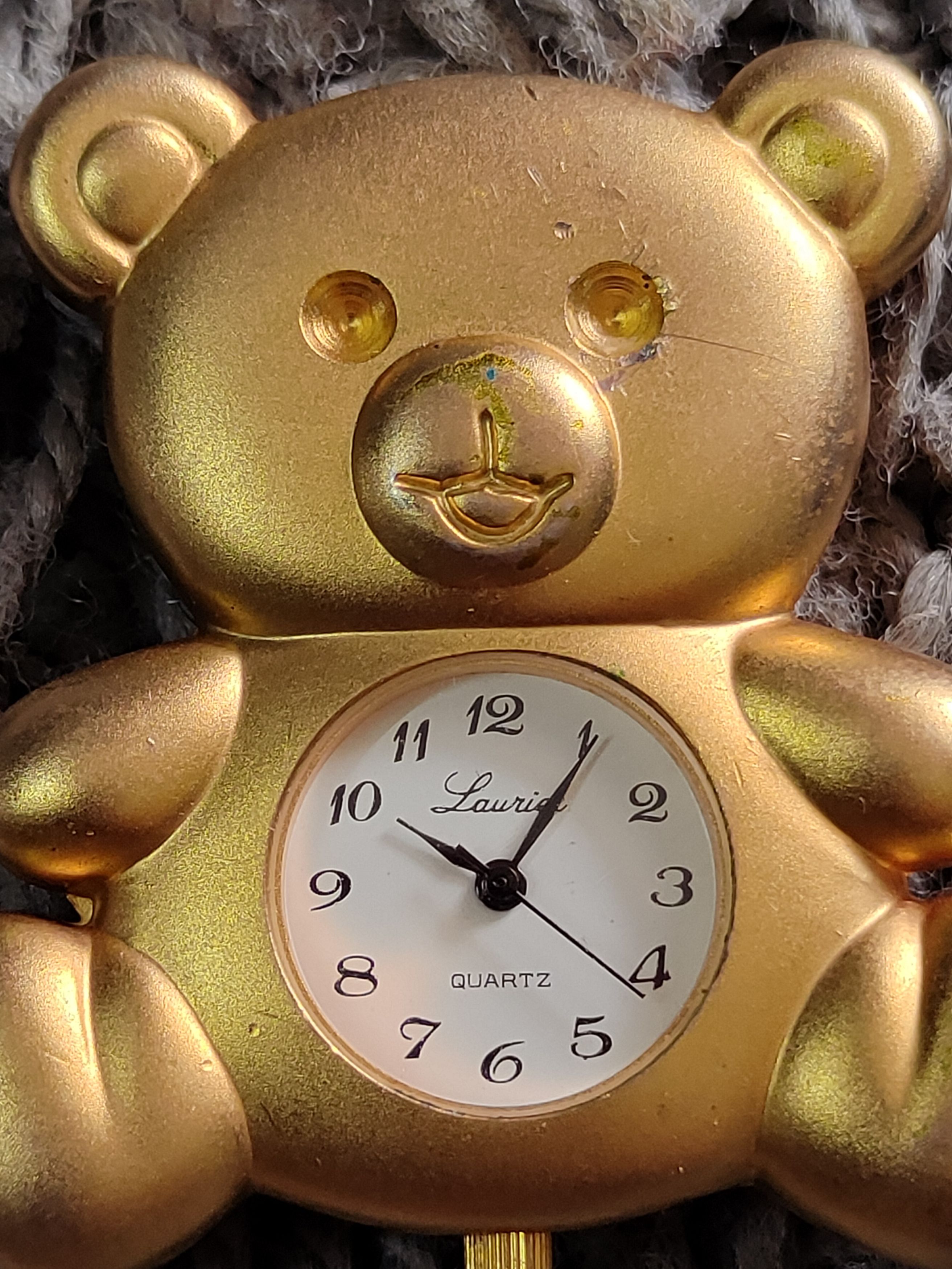 Japanese Brand Laurier Teddy Bear Gold Table Clock vintage Japan #dumoh Size ONE SIZE - 3 Thumbnail