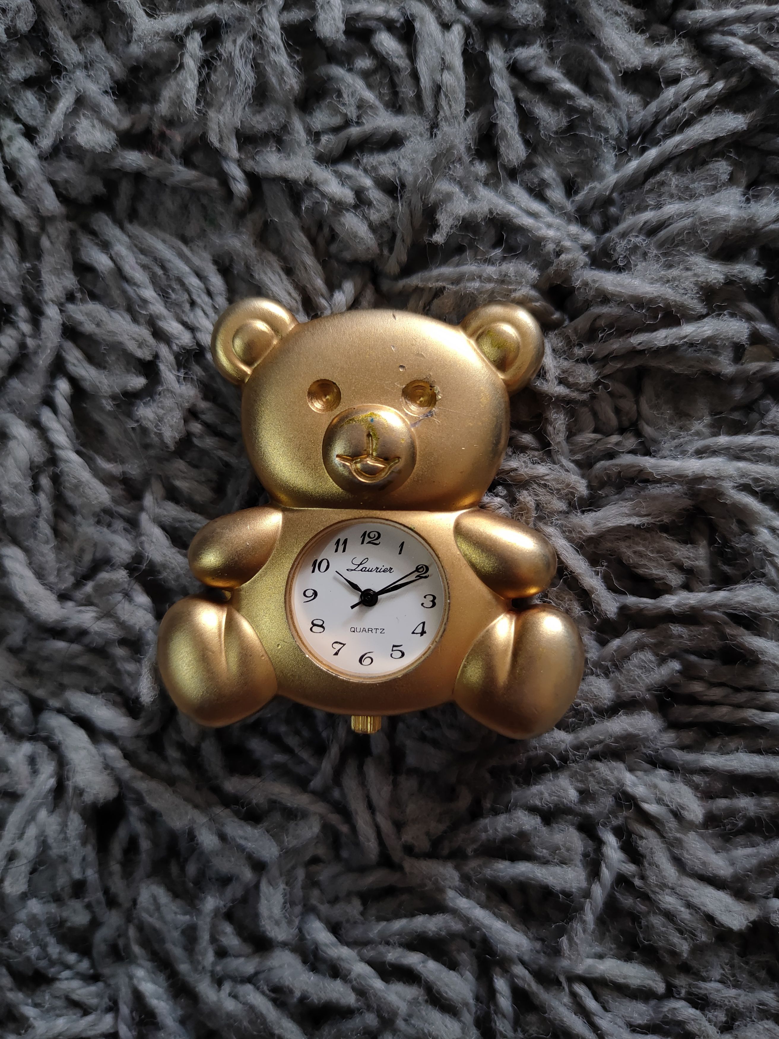 Japanese Brand Laurier Teddy Bear Gold Table Clock vintage Japan #dumoh Size ONE SIZE - 8 Thumbnail
