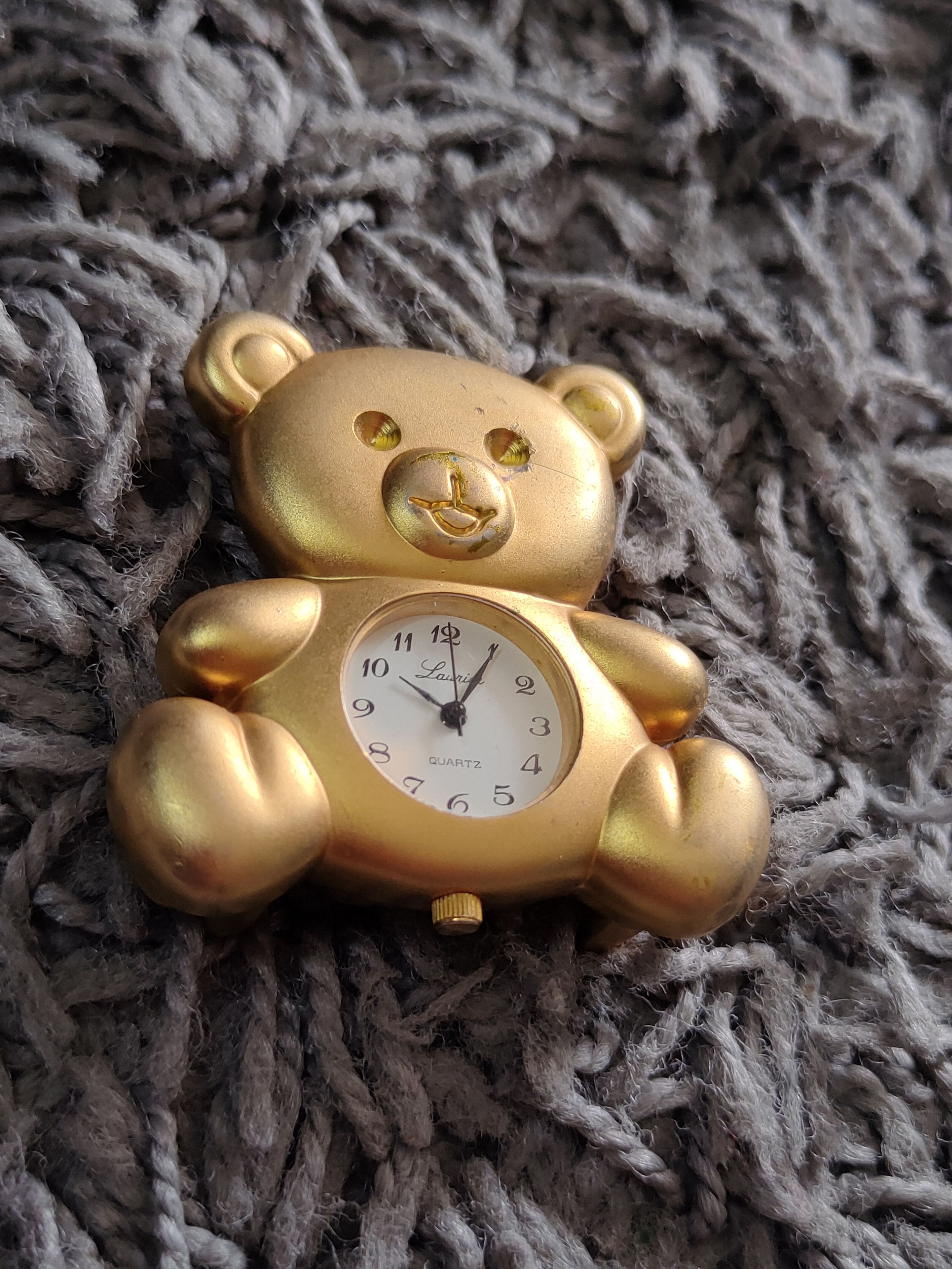 Japanese Brand Laurier Teddy Bear Gold Table Clock vintage Japan #dumoh Size ONE SIZE - 6 Thumbnail