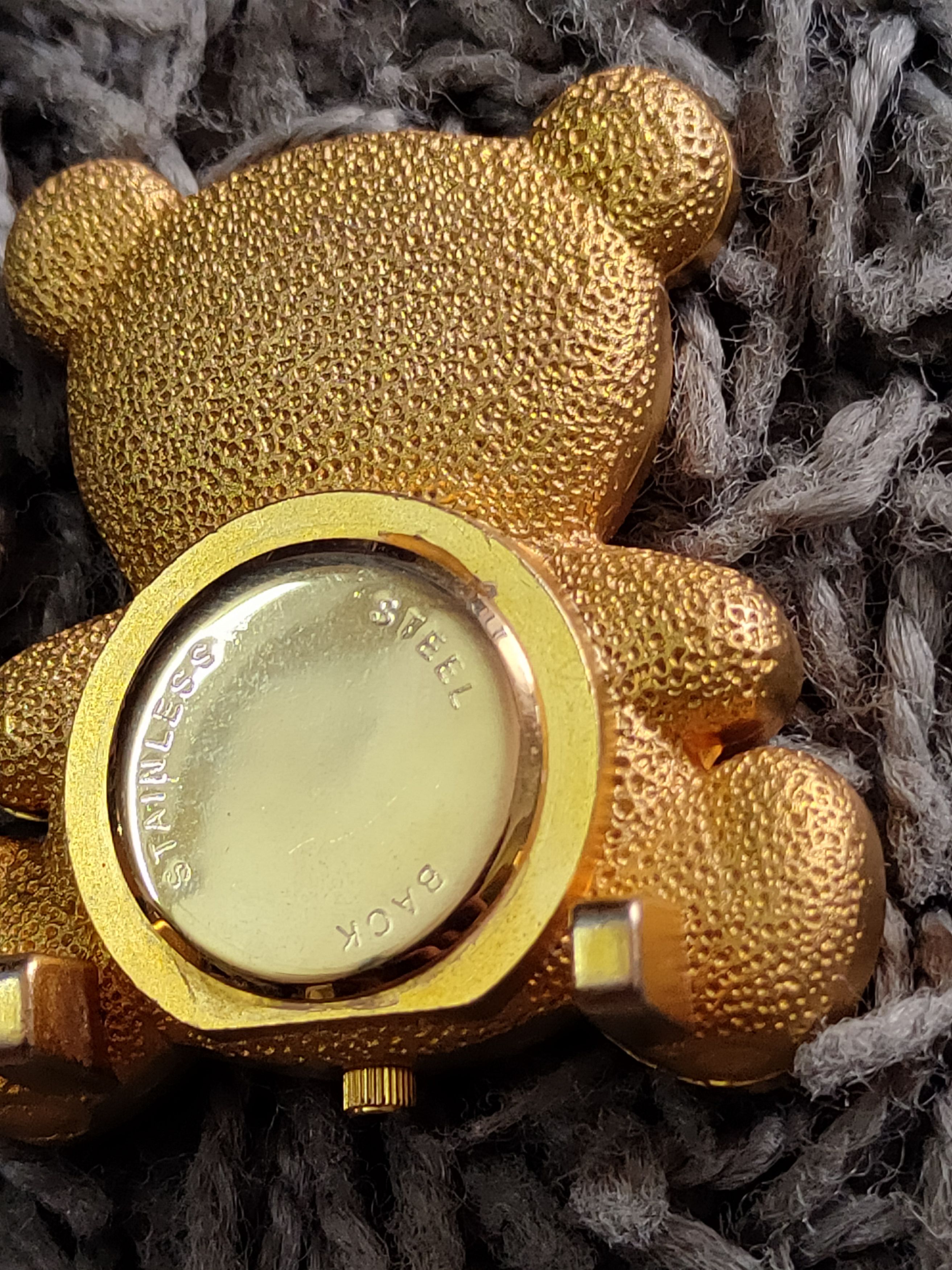 Japanese Brand Laurier Teddy Bear Gold Table Clock vintage Japan #dumoh Size ONE SIZE - 12 Thumbnail