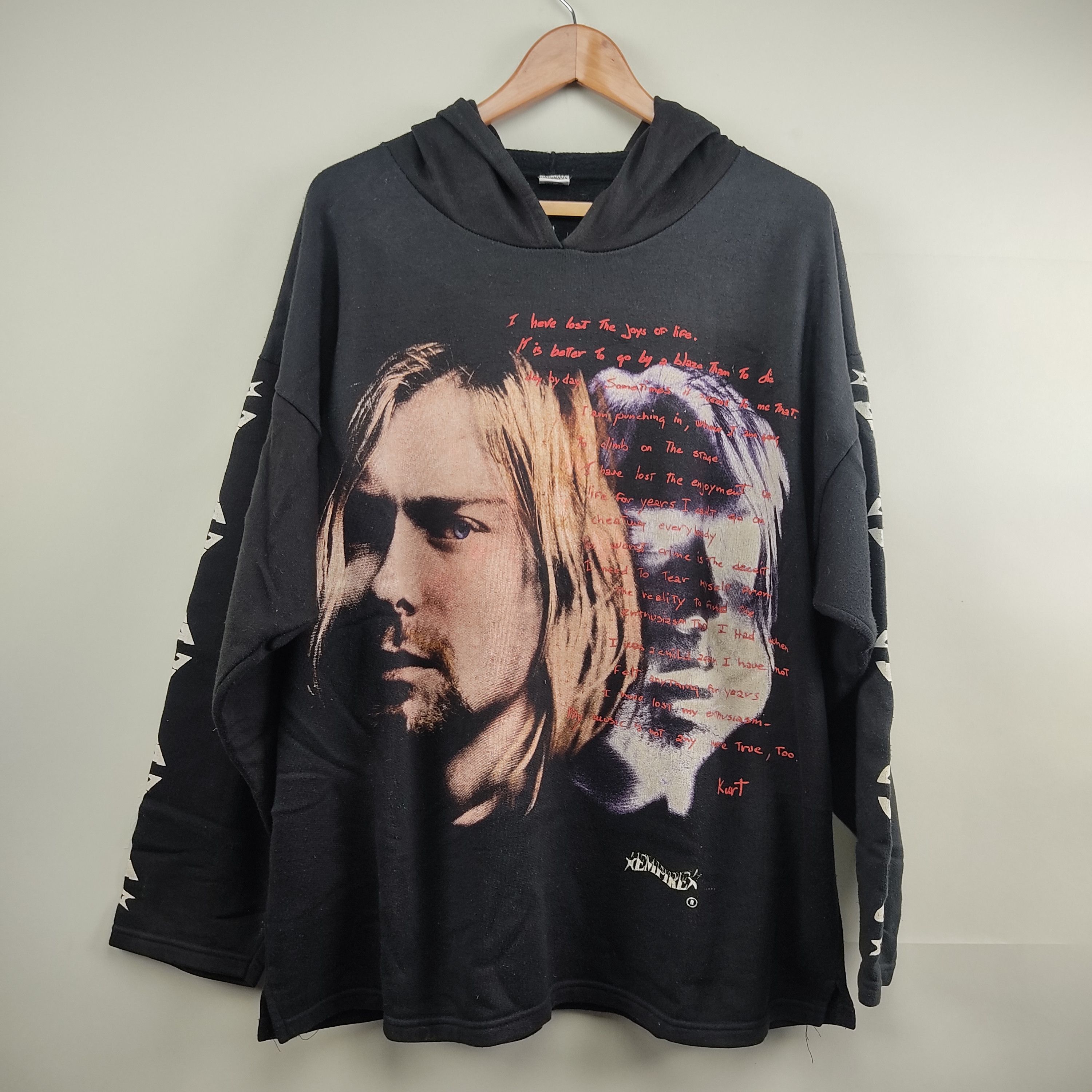 Band Tees × Nirvana × Vintage 90's Nirvana Kurt Cobain Suicide letter Memorial Hoodie Size US XXL / EU 58 / 5 - 7 Thumbnail