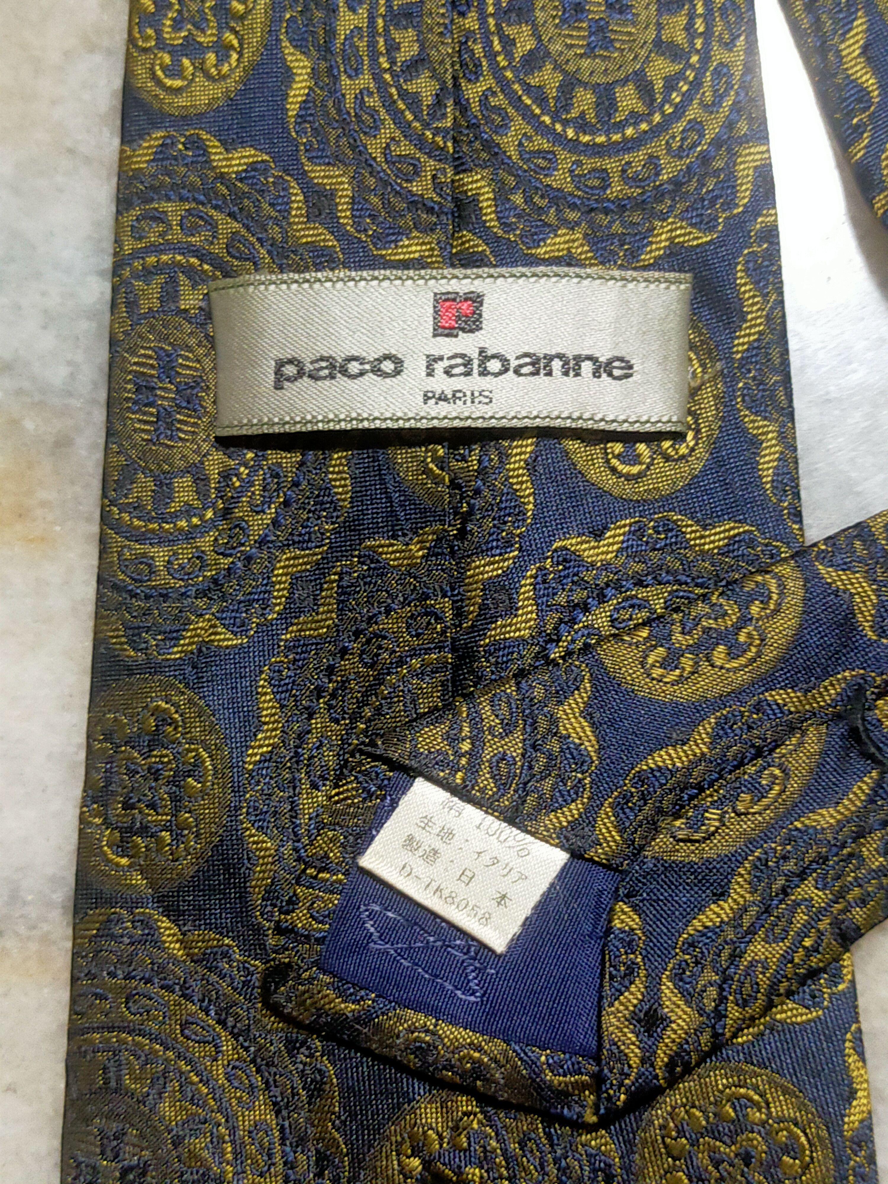 Designer PACO RABANNE LUXURY VINTAGE GOLD SILK TIE Size ONE SIZE - 7 Thumbnail