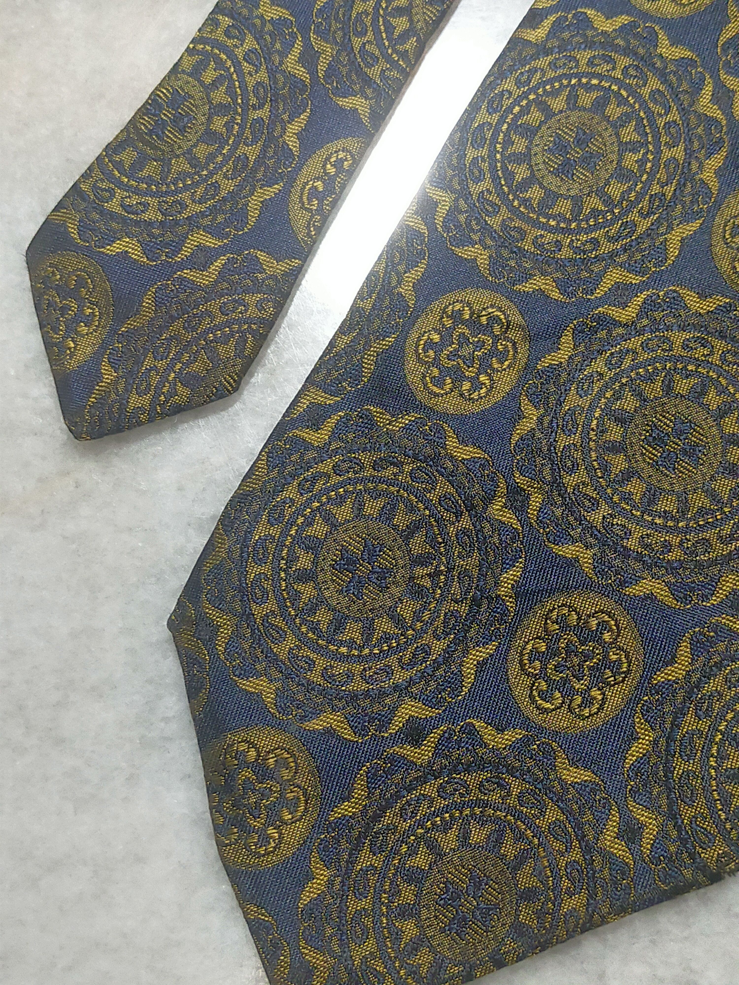 Designer PACO RABANNE LUXURY VINTAGE GOLD SILK TIE Size ONE SIZE - 3 Thumbnail