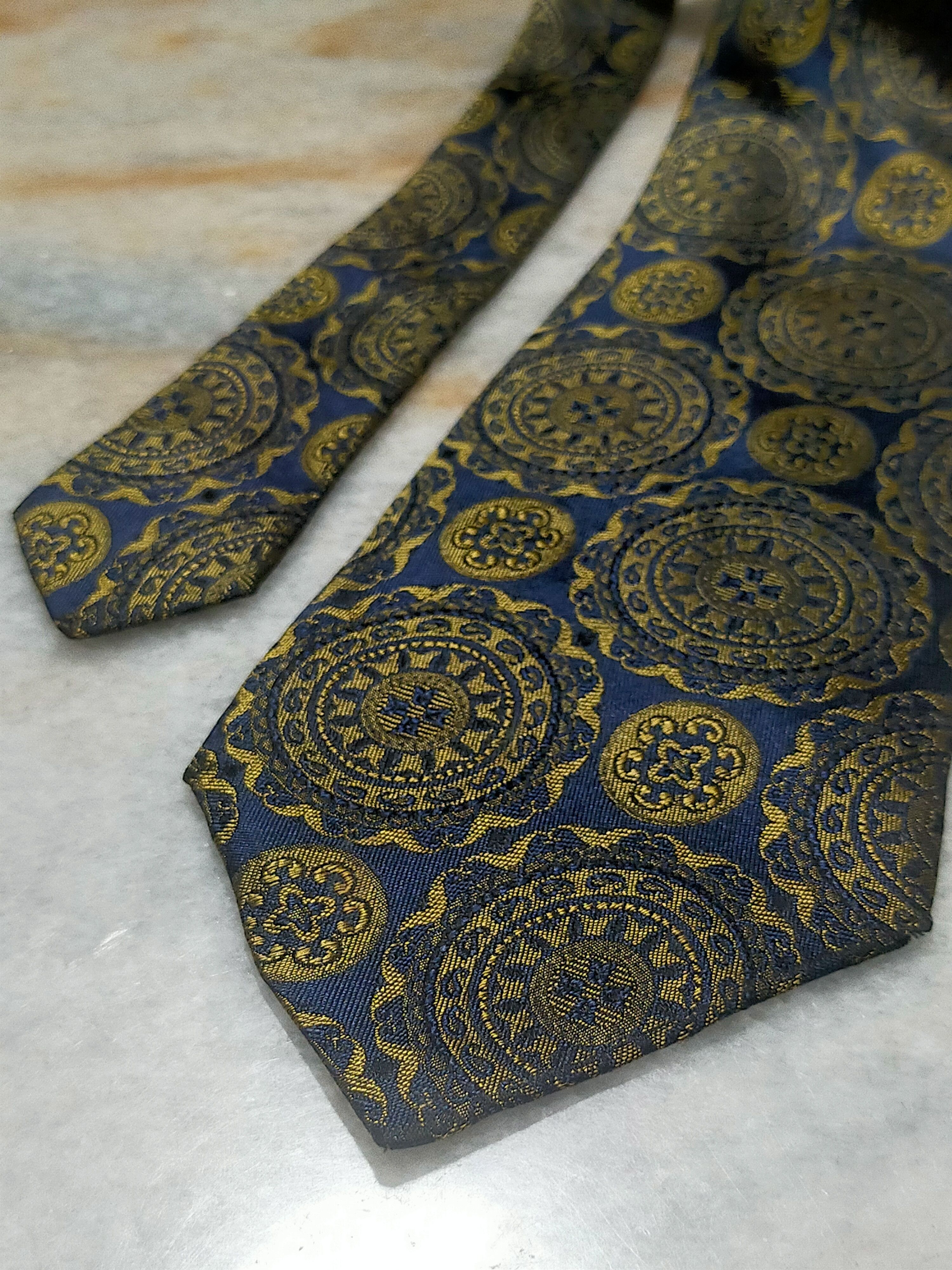 Designer PACO RABANNE LUXURY VINTAGE GOLD SILK TIE Size ONE SIZE - 2 Thumbnail