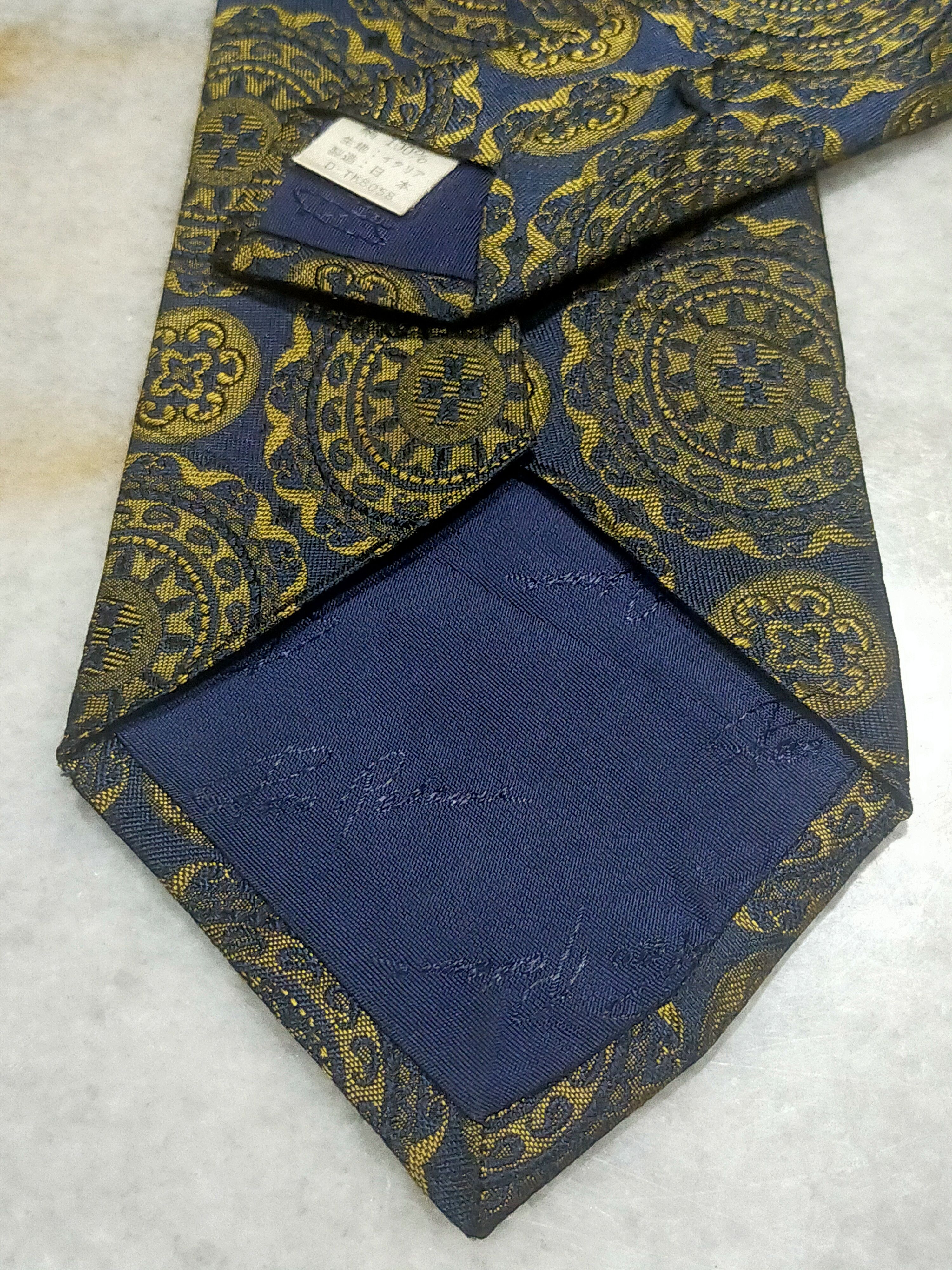 Designer PACO RABANNE LUXURY VINTAGE GOLD SILK TIE Size ONE SIZE - 6 Thumbnail