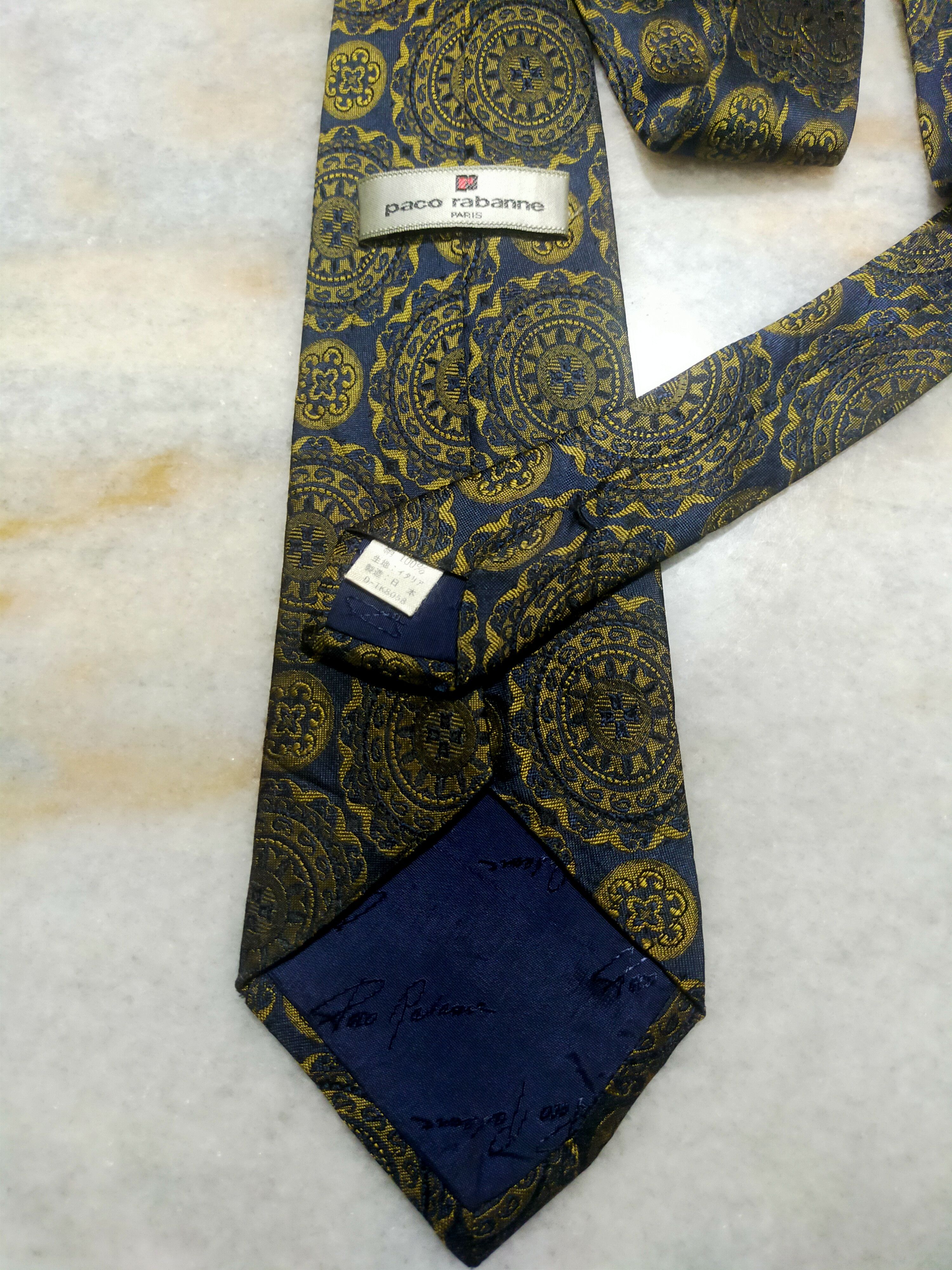 Designer PACO RABANNE LUXURY VINTAGE GOLD SILK TIE Size ONE SIZE - 5 Thumbnail