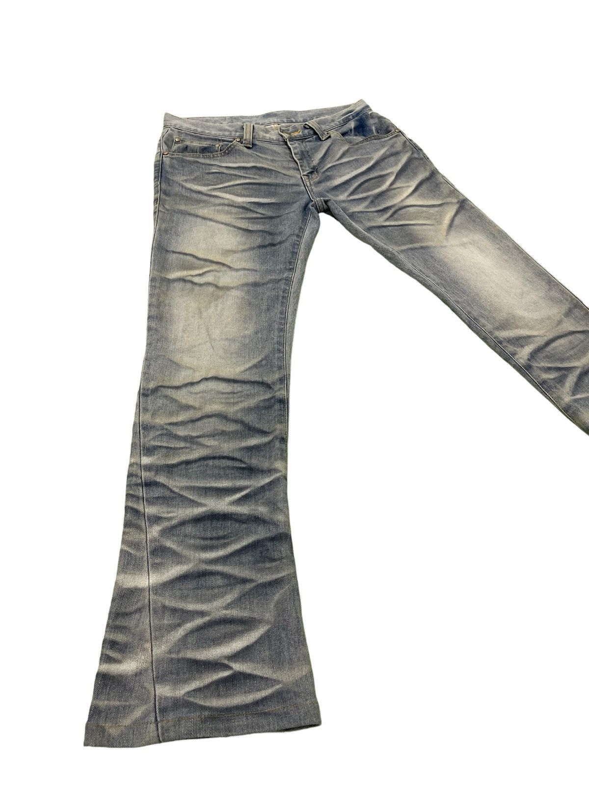 Japanese Brand Flare Jeans Slim Tornado Mart Low Rise Stretch Clawmark 2🟦4 Size US 29 - 11 Thumbnail