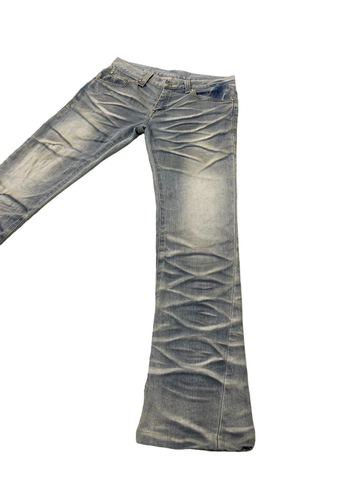 Japanese Brand Flare Jeans Slim Tornado Mart Low Rise Stretch Clawmark 2🟦4 Size US 29 - 12 Thumbnail