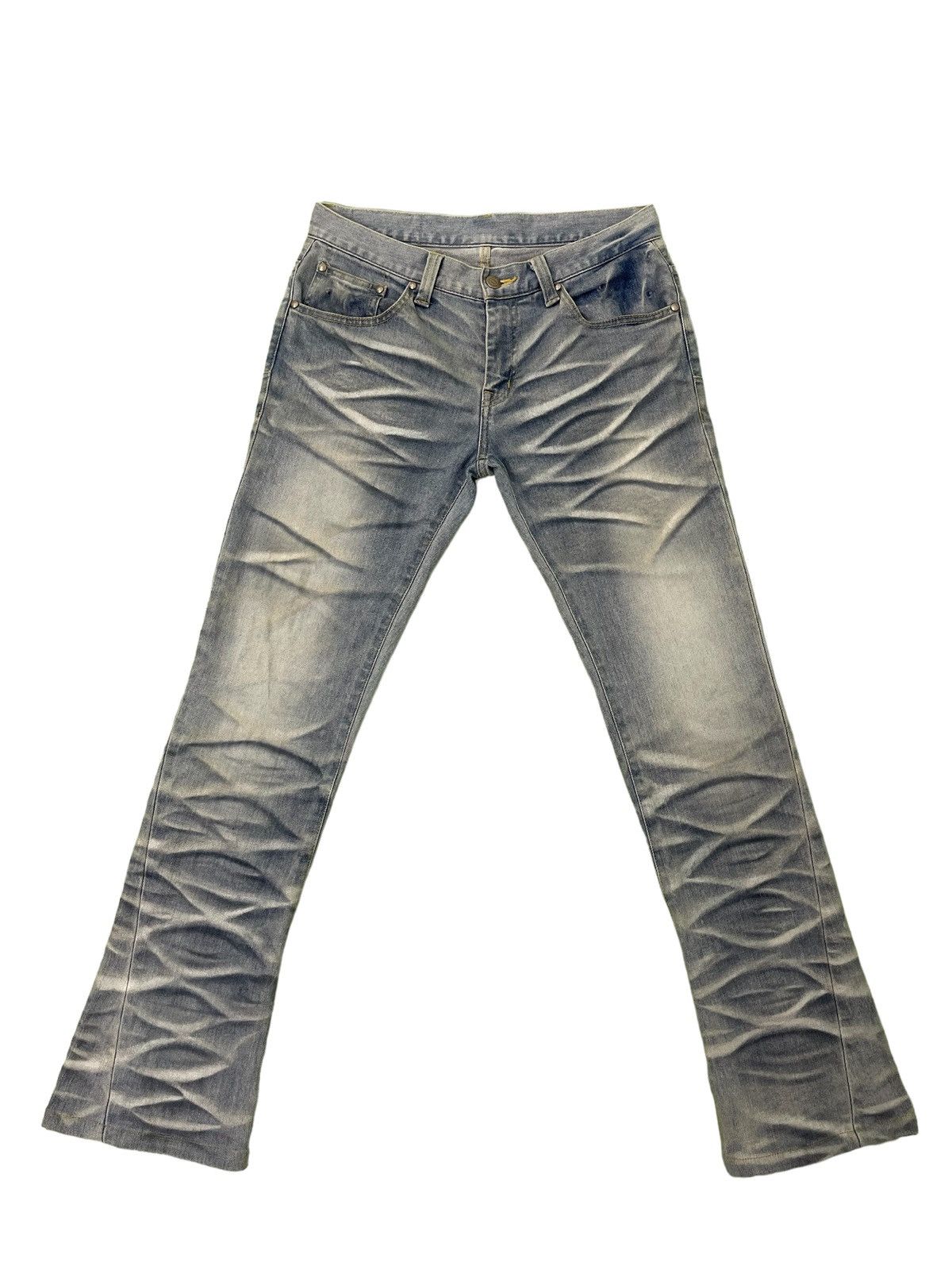 Japanese Brand Flare Jeans Slim Tornado Mart Low Rise Stretch Clawmark 2🟦4 Size US 29 - 10 Thumbnail