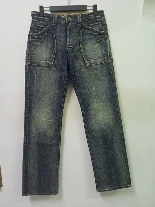 Japanese Brand Back Number Distressed Crazy Pocket Denim Jeans Size US 31 - 1 Thumbnail