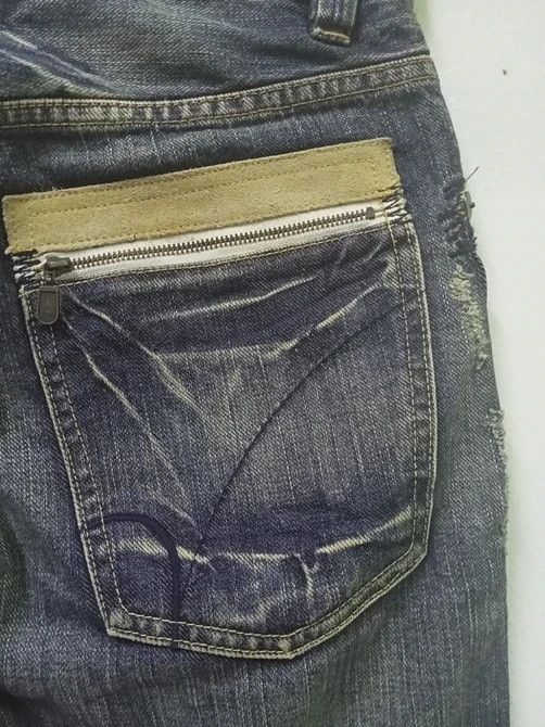 Japanese Brand Back Number Distressed Crazy Pocket Denim Jeans Size US 31 - 7 Thumbnail