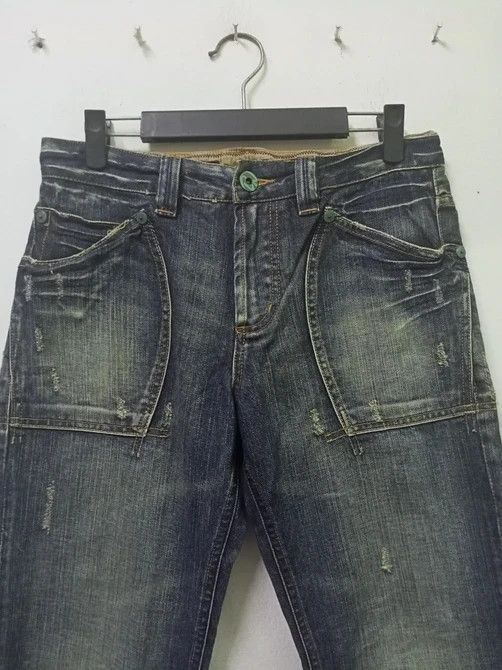 Japanese Brand Back Number Distressed Crazy Pocket Denim Jeans Size US 31 - 3 Thumbnail