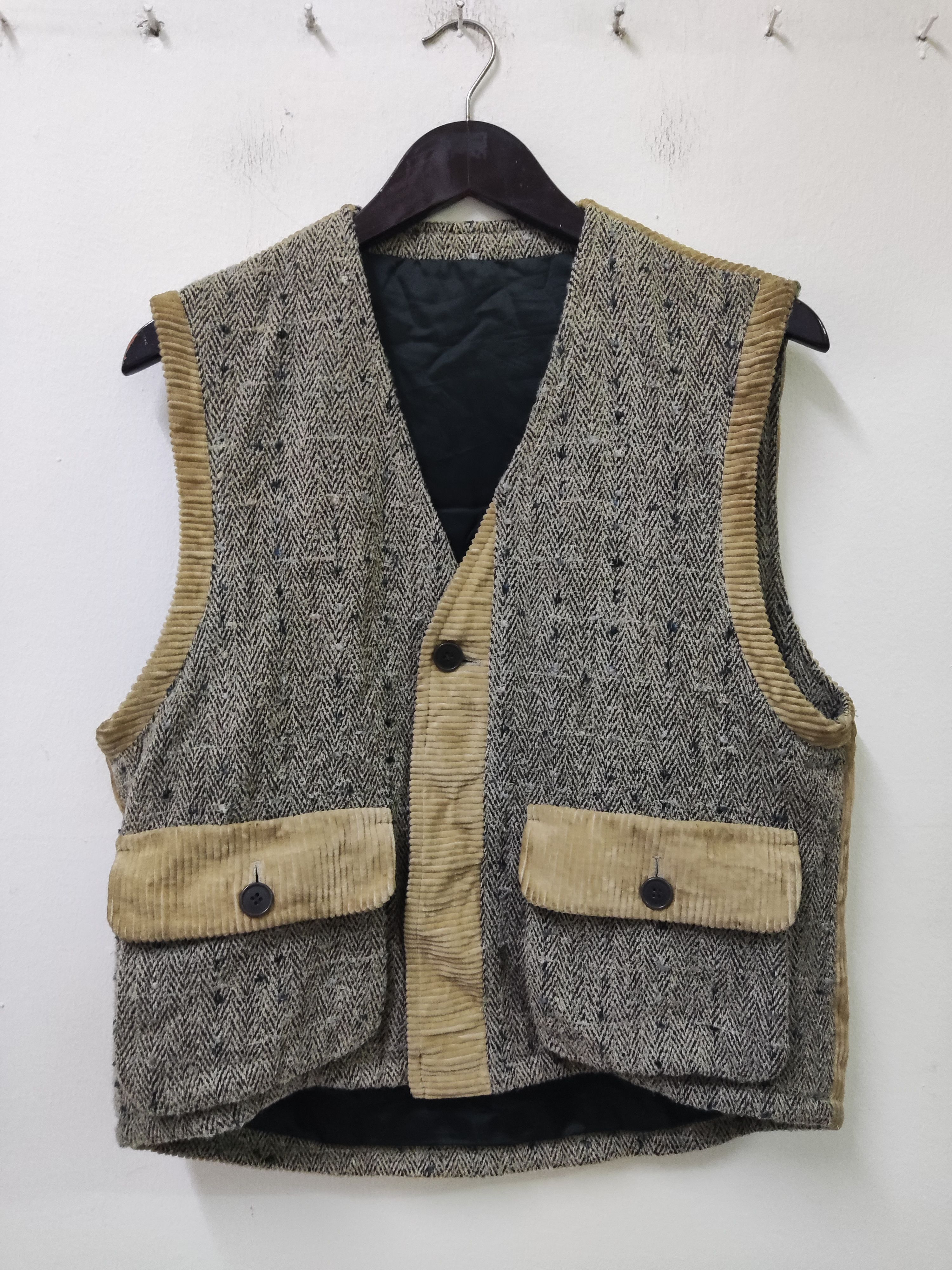 image of Vintage Vittorio Carini Wool Corduroy Vest Jacket in Mix, Men's (Size Medium)
