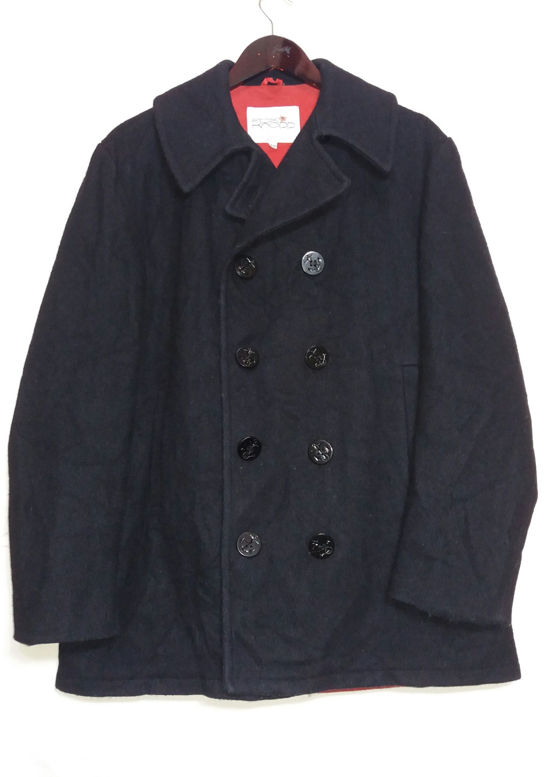 Vintage Vintage Fox knapp Wool Navy Peacoat Jacket military style Size US L / EU 52-54 / 3 - 1 Thumbnail