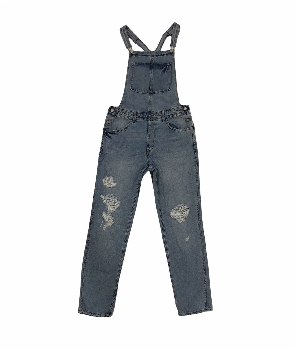 Designer Vintage Y2K style Distressed Denim Overalls Size US 34 / EU 50 - 1 Thumbnail