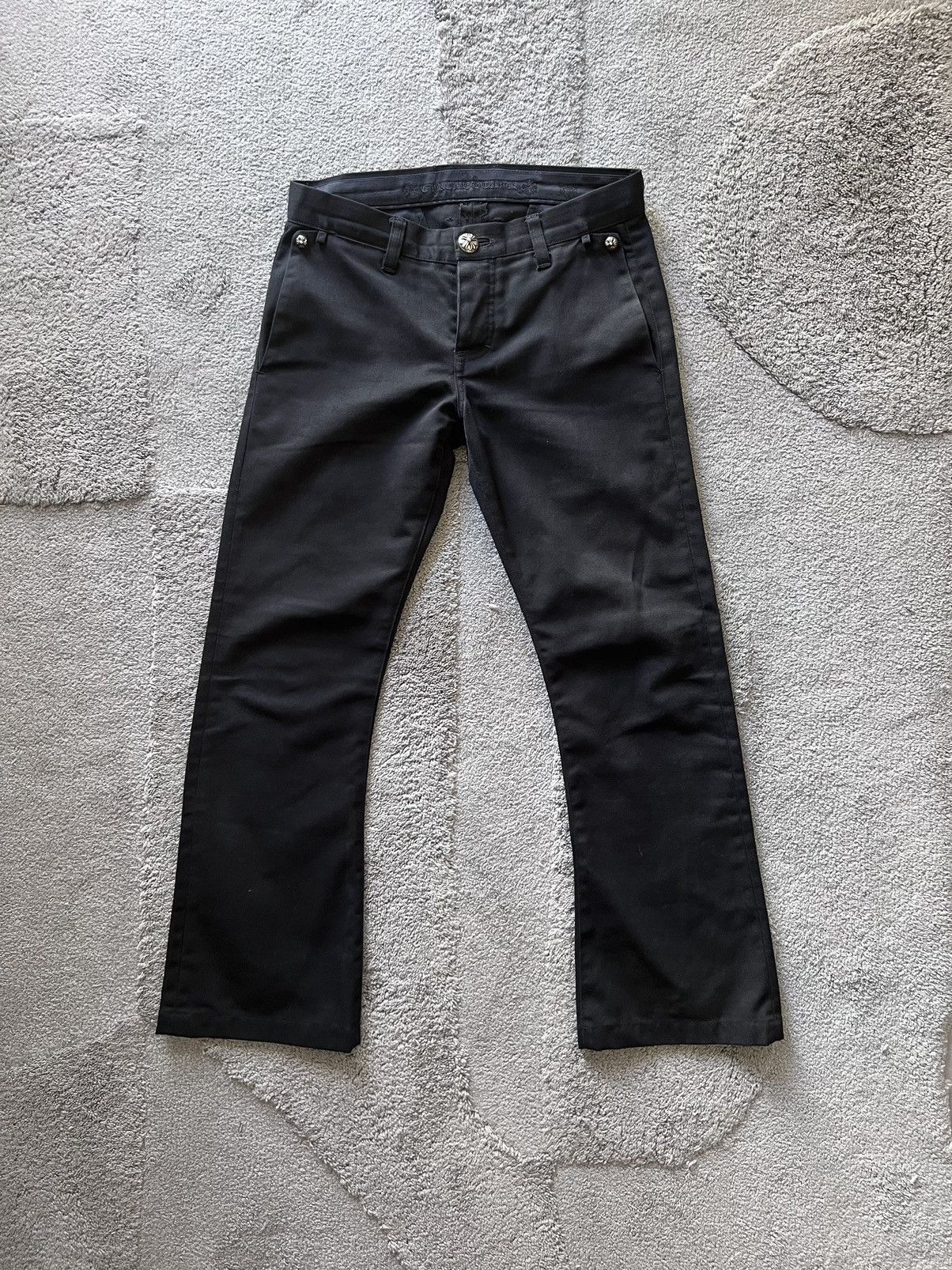 image of Chrome Hearts Flare Chino Pants in Black, Men's (Size 30)