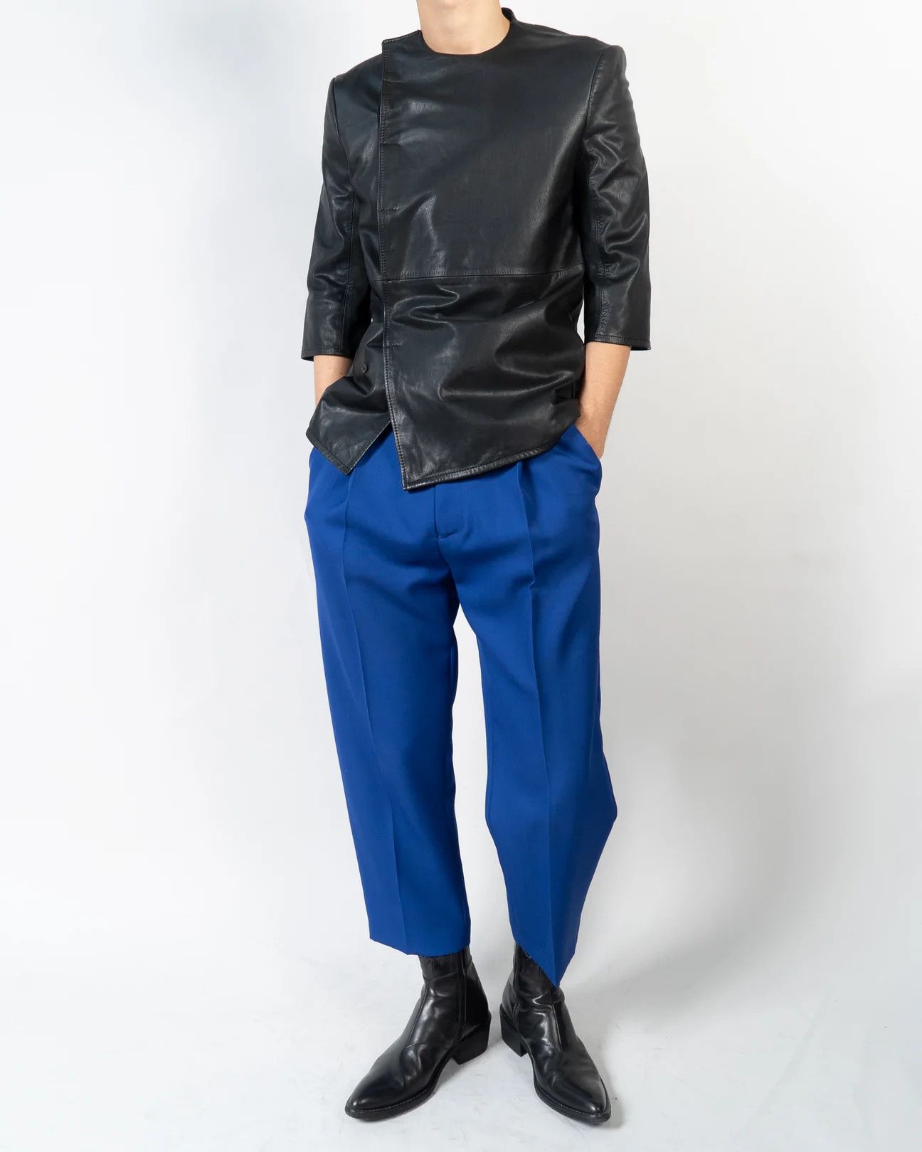 Haider Ackermann SS19 Miza Black Leather Asymmetrical Shirt 1 of 1 Sample Size US S / EU 44-46 / 1 - 4 Thumbnail