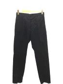 Cropped Pants Navy Plain ZIp Fly Long