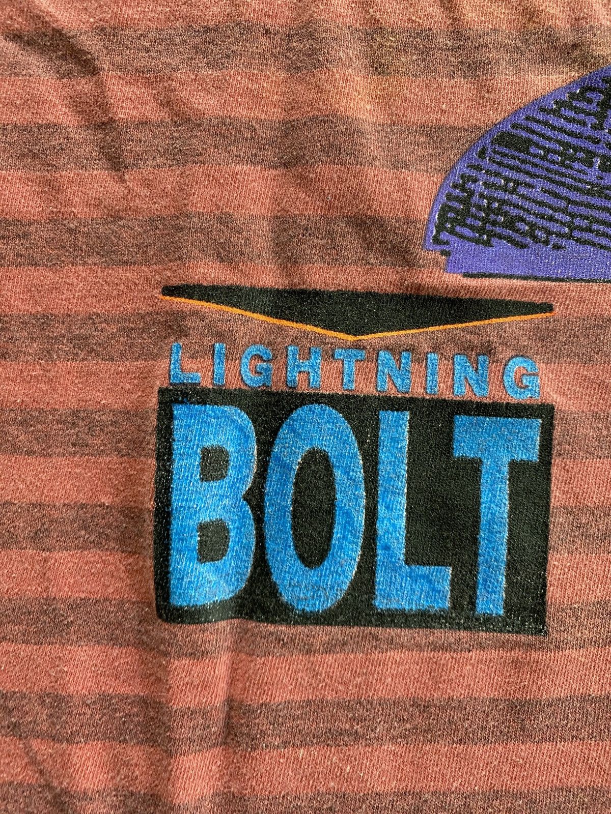 Vintage 80’s Lightning Bolt Single Stitch Striped Tee