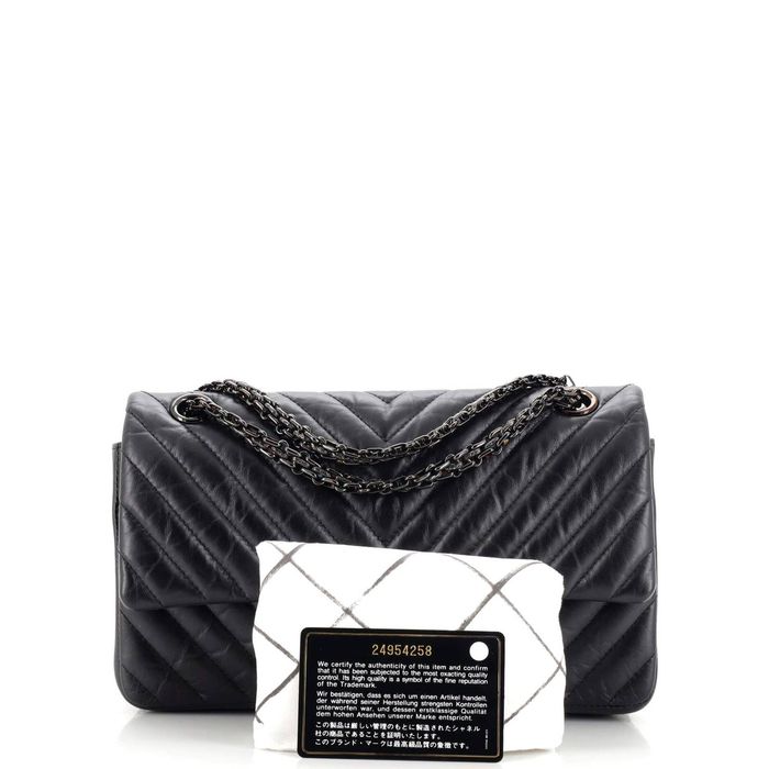 Chanel Black 2.55 Reissue Chevron Quilted Calfskin Leather So Black 225  Flap Bag - Yoogi's Closet