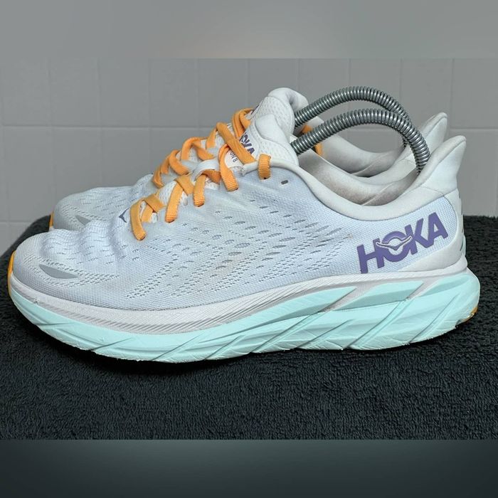 Hoka One One Hoka Clifton 8 Size 8 B Shoes White Running Sneaker Gym ...