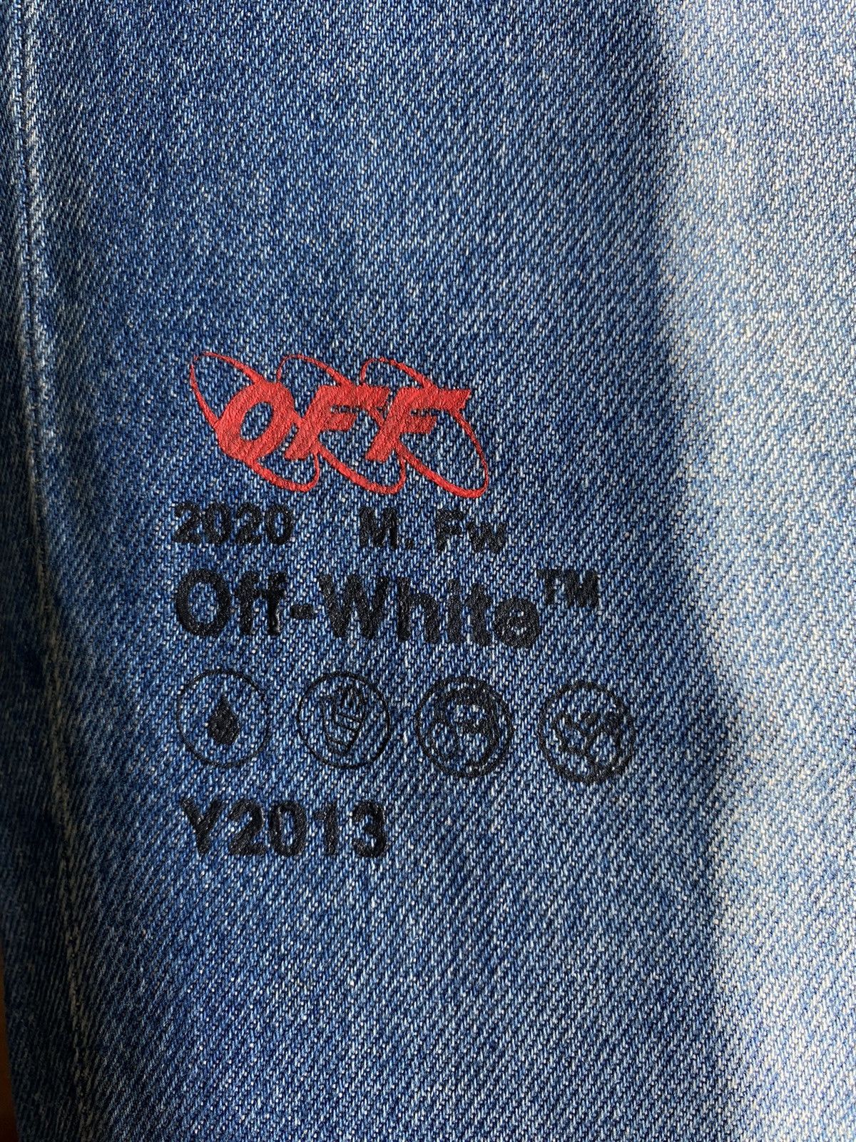 Off-White AW19 Logo Print Straight Denim Pants Size US 32 / EU 48 - 7 Thumbnail