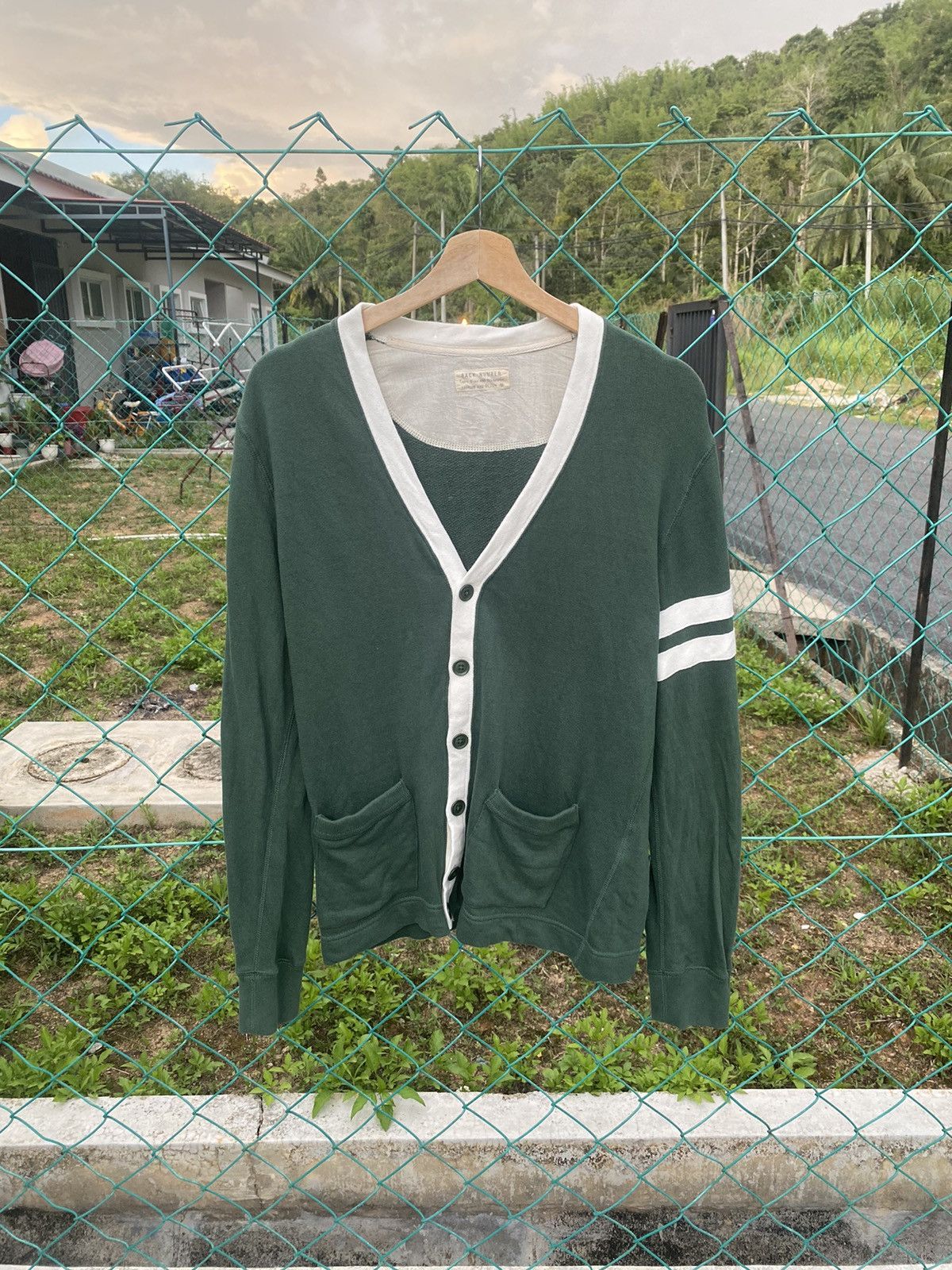 image of Back Number Cardigan in Green, Men's (Size Medium)