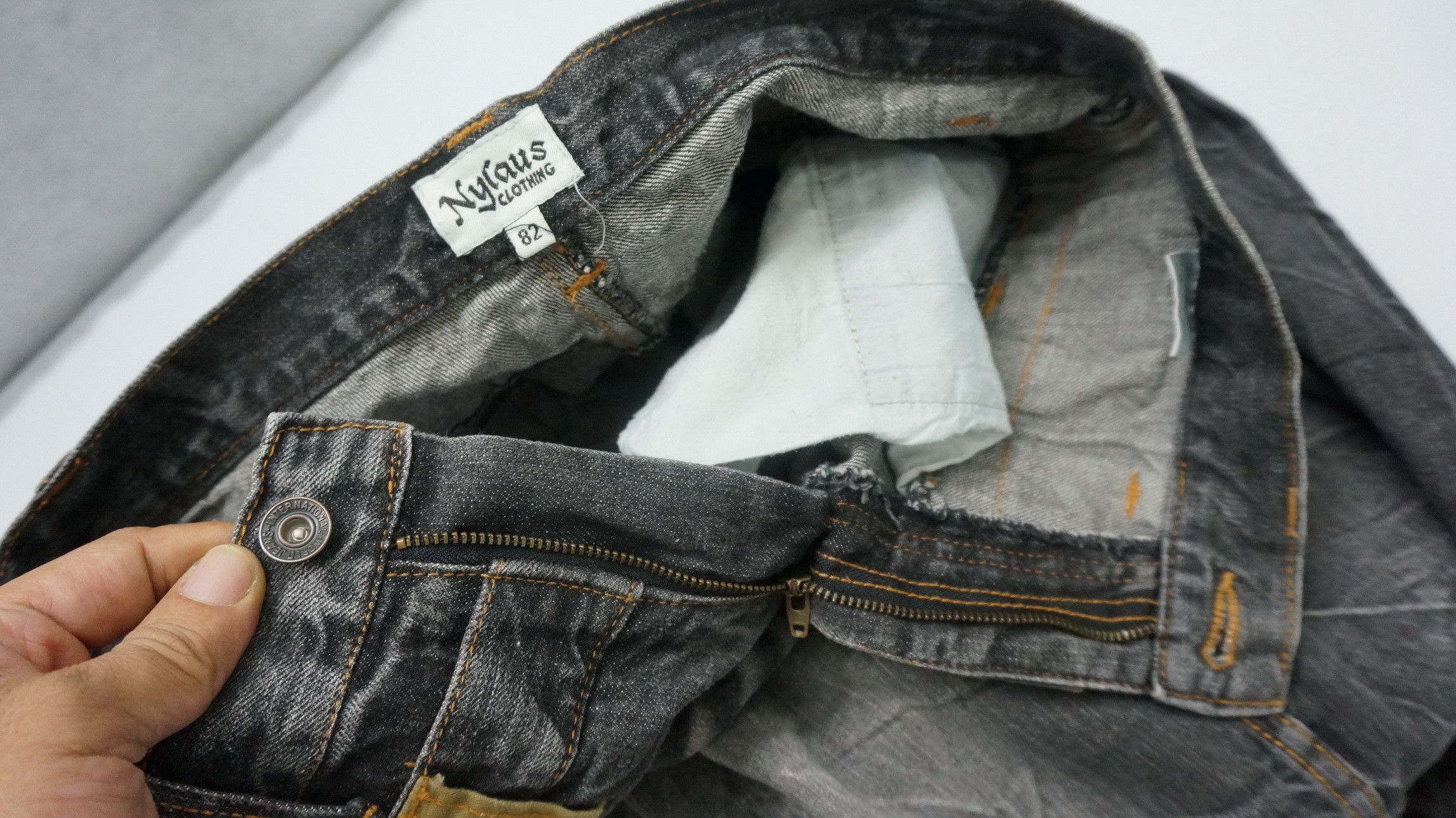 Japanese Brand 🔥 NYLAUS FADED Acid Distressed Double Waist Jeans Size US 30 / EU 46 - 16 Thumbnail