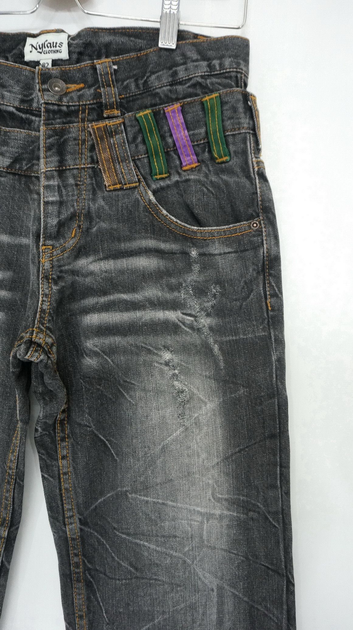 Japanese Brand 🔥 NYLAUS FADED Acid Distressed Double Waist Jeans Size US 30 / EU 46 - 5 Thumbnail