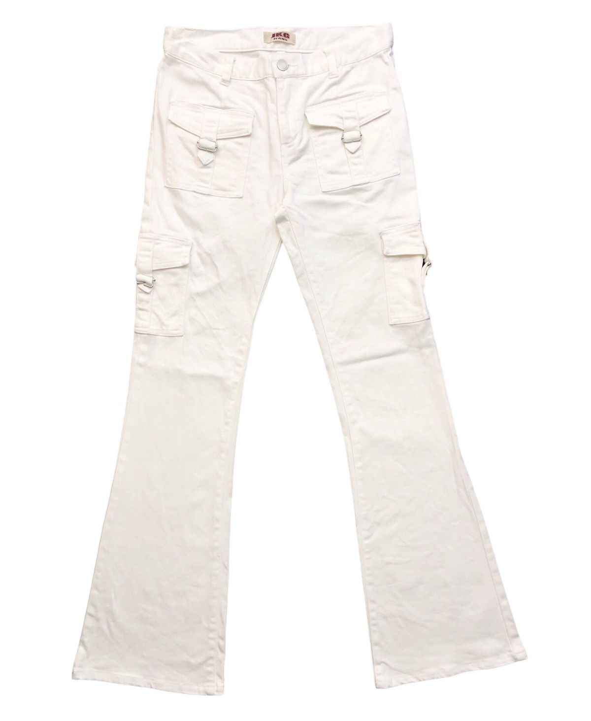 image of Avant Garde Japanese J.k.g Jeans Multipocket Cargo Flared Bootcut Jeans in White, Men's (Size 28)