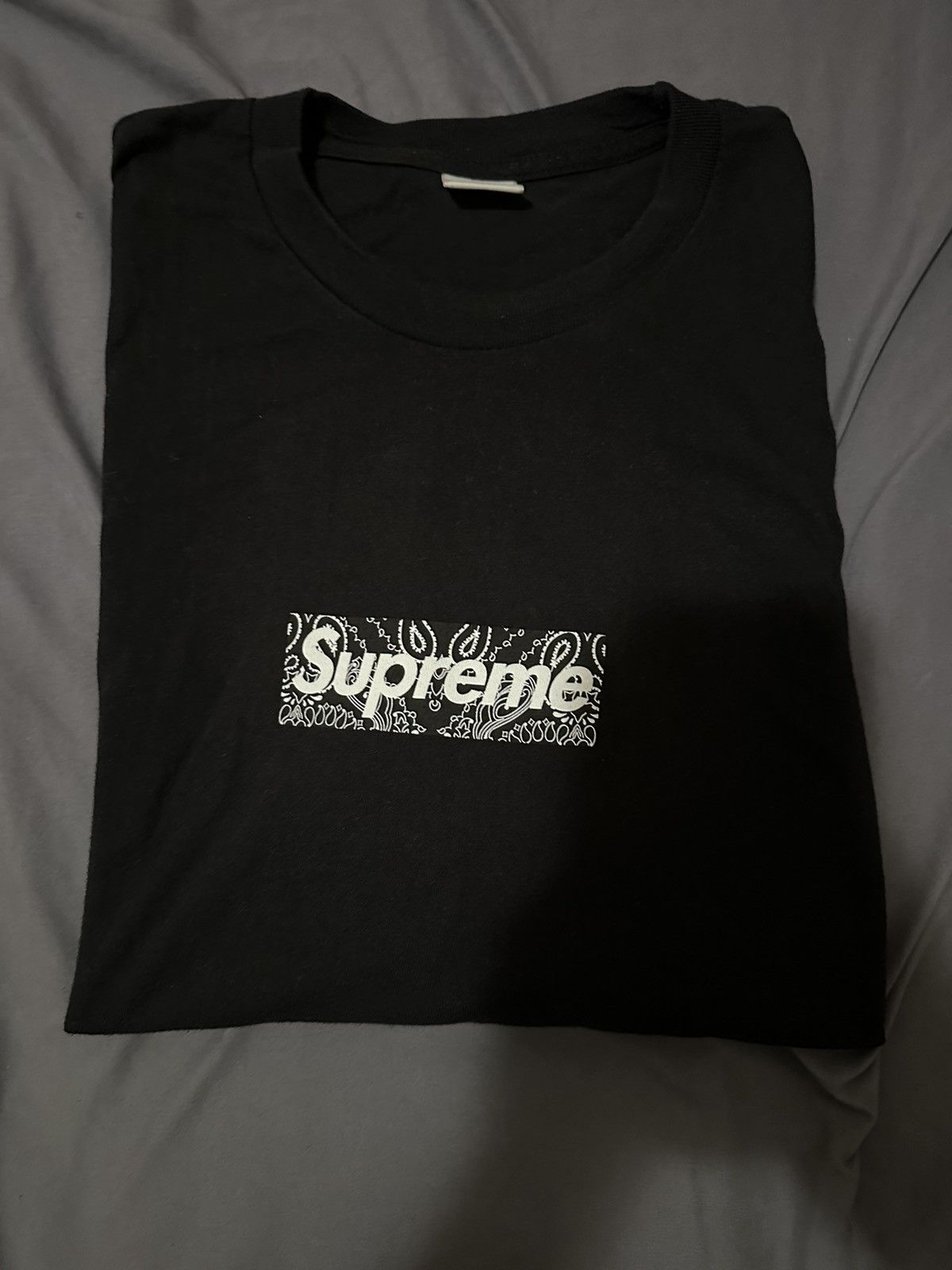 Supreme Supreme Bandana Box Logo Tee Black Large | Grailed