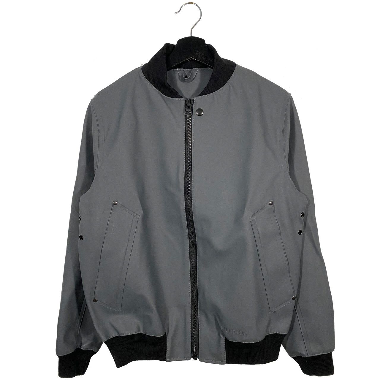 image of Stutterheim Vastertorp Bomber Rain Jacket Gray in Gray Black, Men's (Size XS)