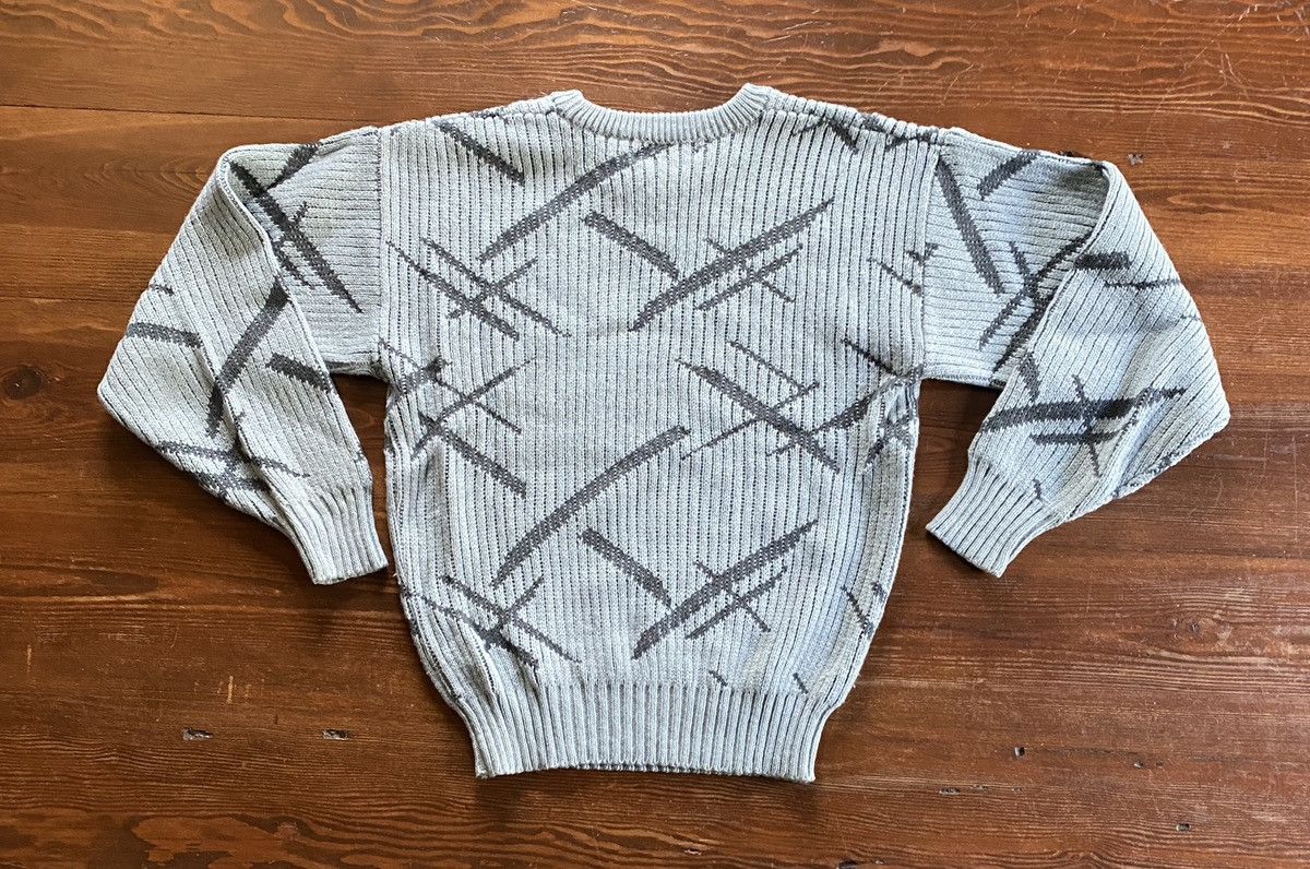 Vintage Vintage 80’s Wayne Scott Abstract Ribbed Grey Knit Sweater Size US S / EU 44-46 / 1 - 8 Thumbnail