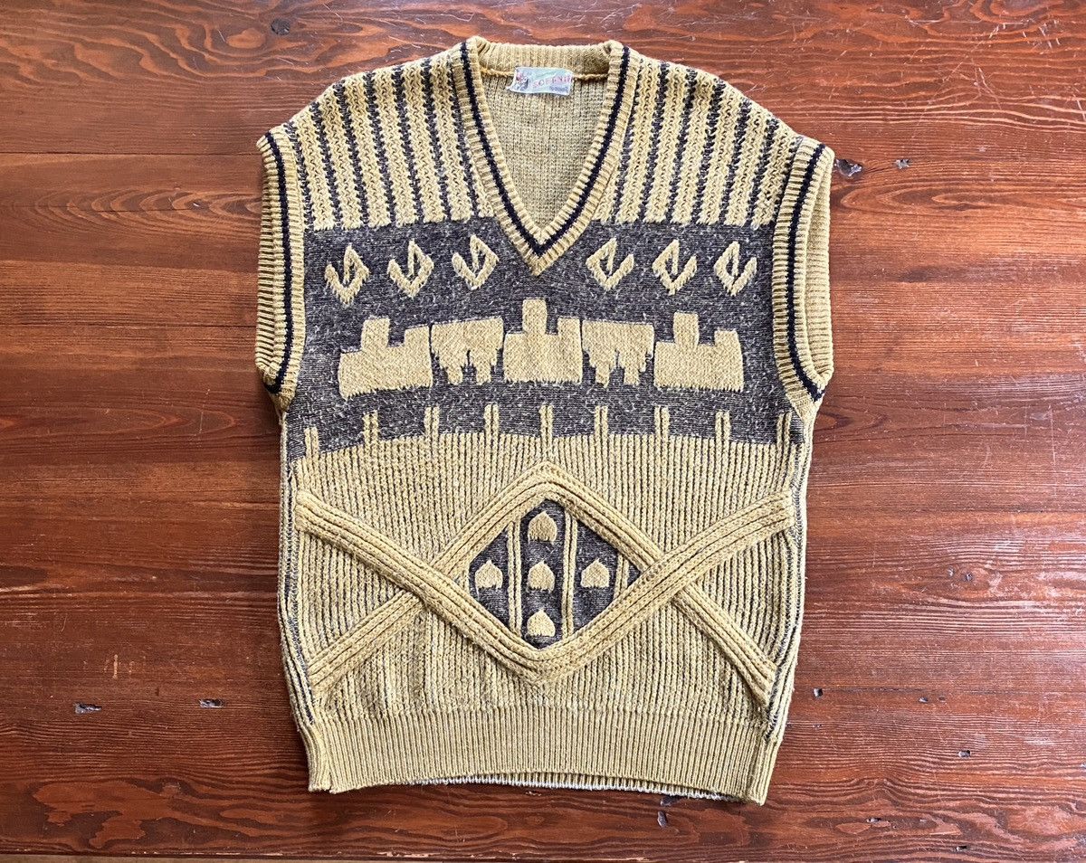 Vintage Vintage 80s Winter Range Ribbed Pullover V-Neck Sweater Vest Size US XL / EU 56 / 4 - 1 Thumbnail