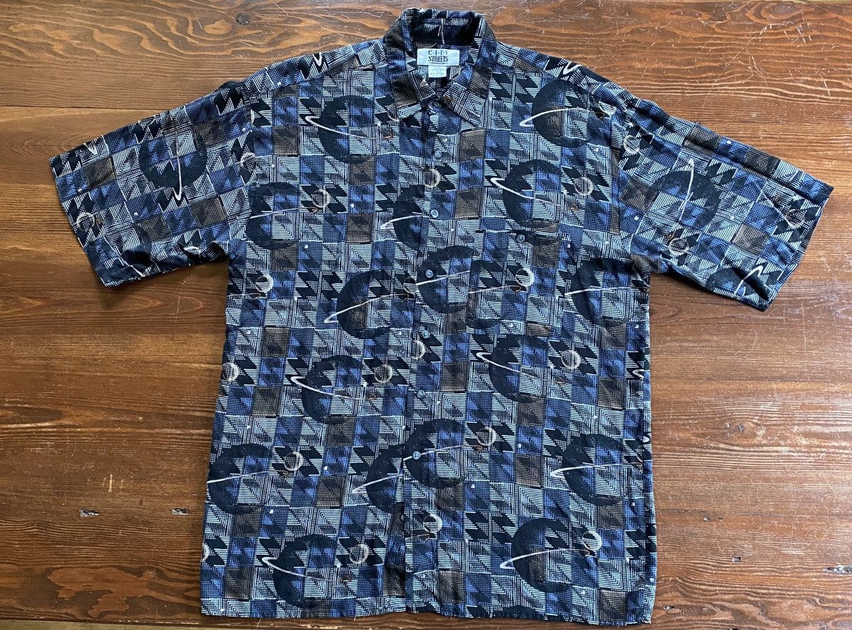 City Streets Vintage 90’s City Streets Saturn All Over Rayon Button Up Size US L / EU 52-54 / 3 - 2 Thumbnail
