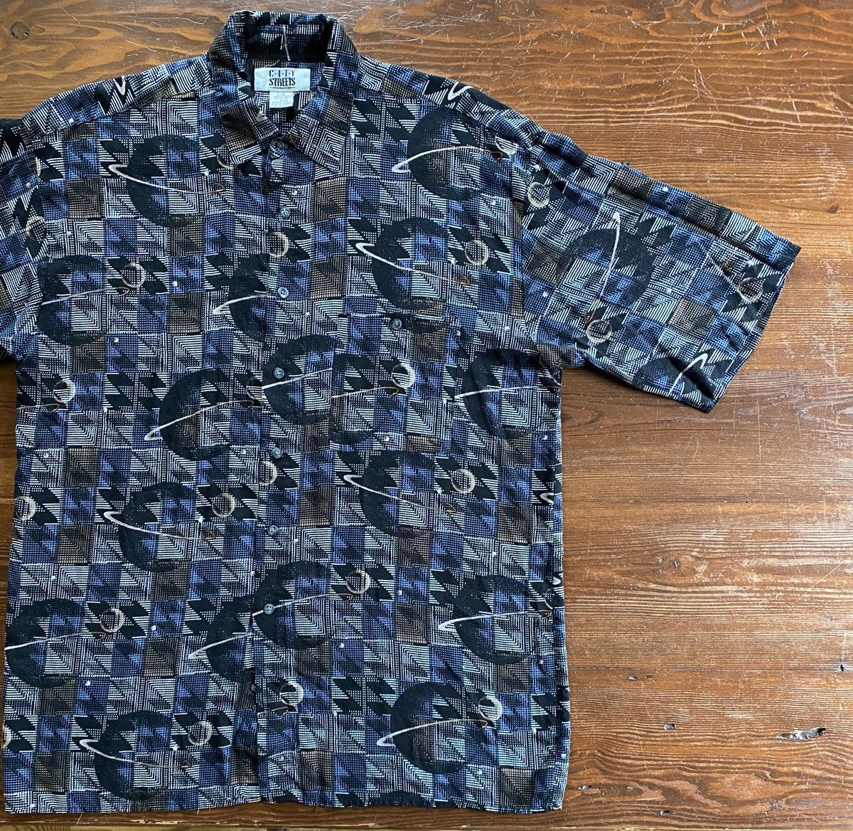 City Streets Vintage 90’s City Streets Saturn All Over Rayon Button Up Size US L / EU 52-54 / 3 - 1 Thumbnail