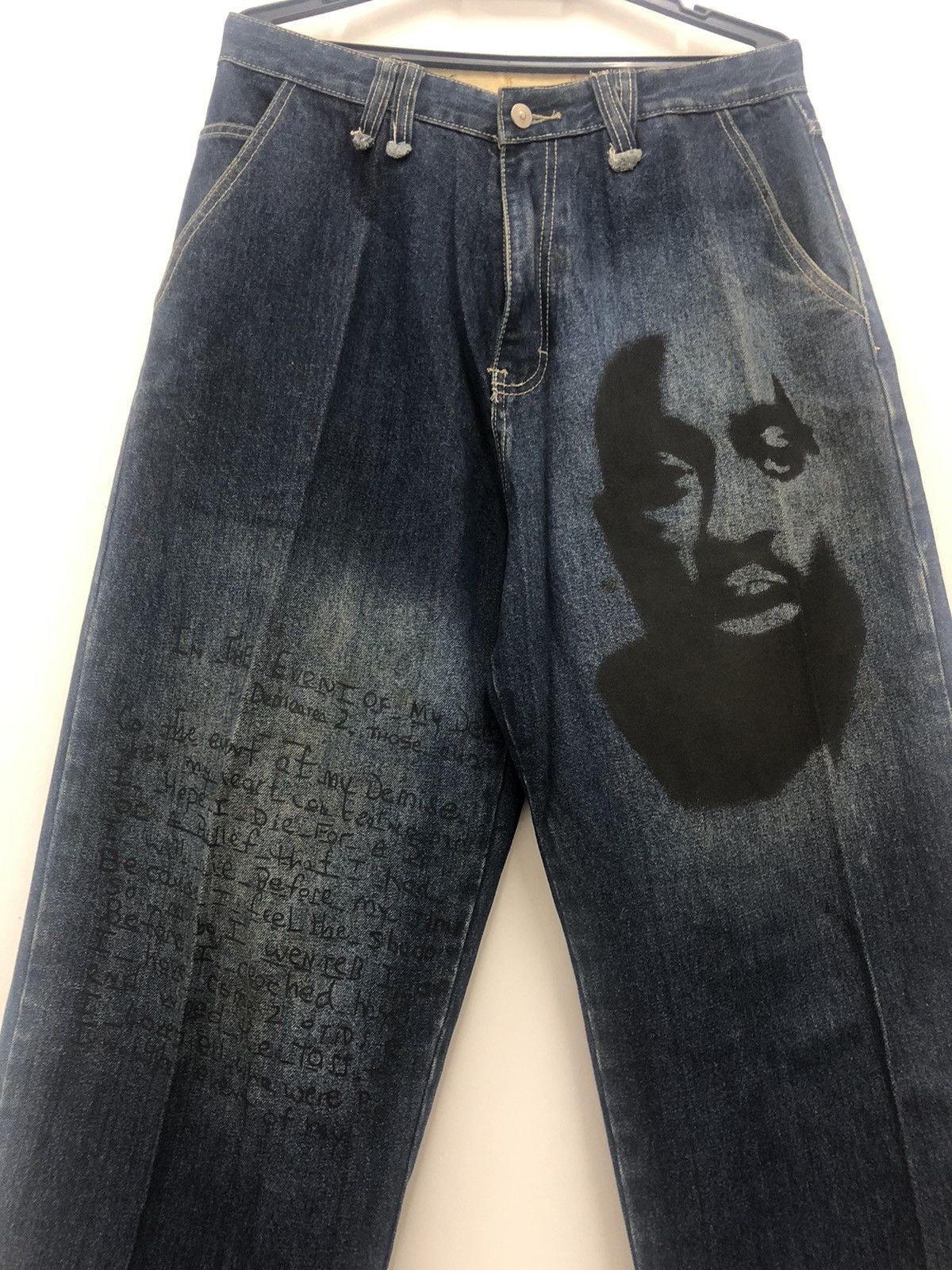 Legendary Goods Rare MAKAVELI TUPAC SHAKUR Baggy Poem Denim Jeans Pant Size US 32 / EU 48 - 2 Thumbnail