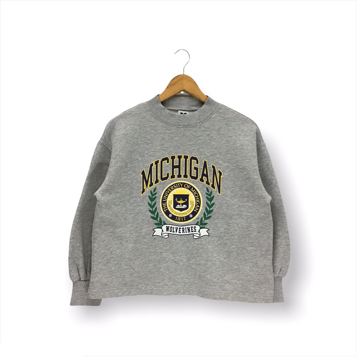 VINTAGE 70s 80s Michigan Wolverines Sweatshirt Big All Over Spell Out Made on sale USA