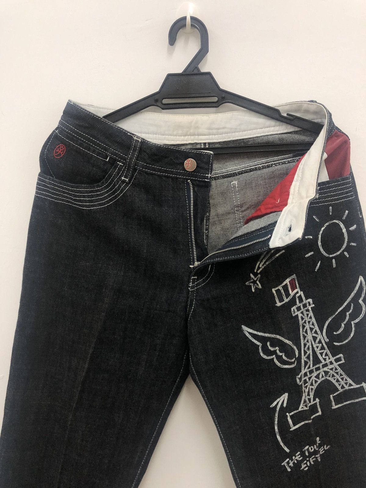 Jean Charles De Castelbajac CASTELBAJAC Sport Paris Pop Art Spell Out Big Logo Denim Size US 29 - 5 Thumbnail