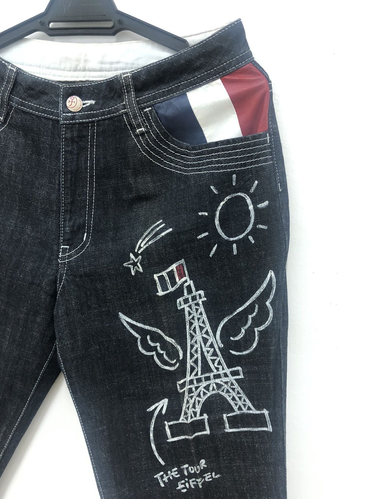 Jean Charles De Castelbajac CASTELBAJAC Sport Paris Pop Art Spell Out Big Logo Denim Size US 29 - 4 Thumbnail
