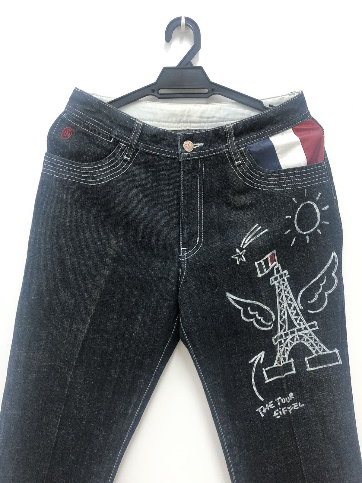 Jean Charles De Castelbajac CASTELBAJAC Sport Paris Pop Art Spell Out Big Logo Denim Size US 29 - 2 Thumbnail