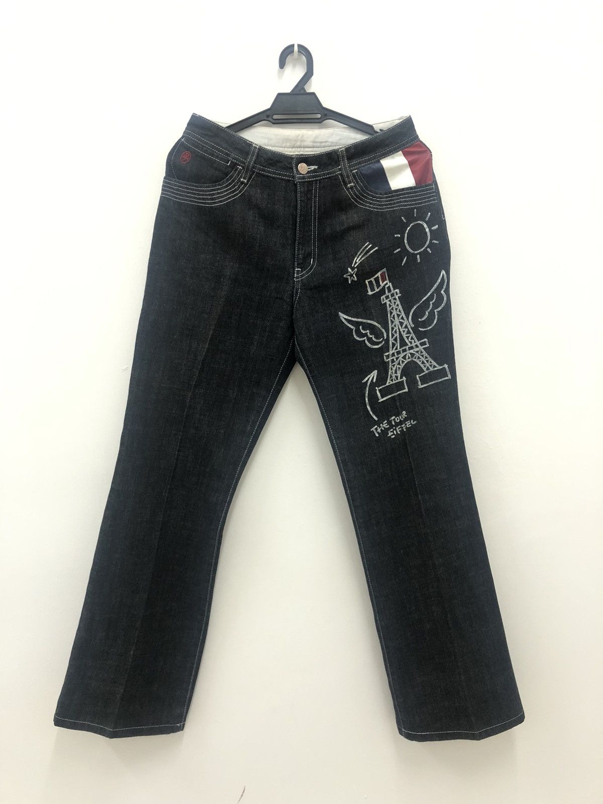 Jean Charles De Castelbajac CASTELBAJAC Sport Paris Pop Art Spell Out Big Logo Denim Size US 29 - 1 Thumbnail