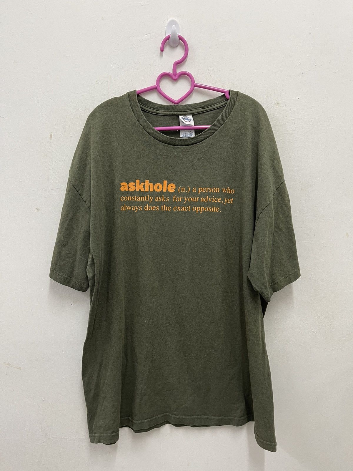 image of Vintage Askhole Word Art Dictionary Tee in Olive Green, Men's (Size XL)