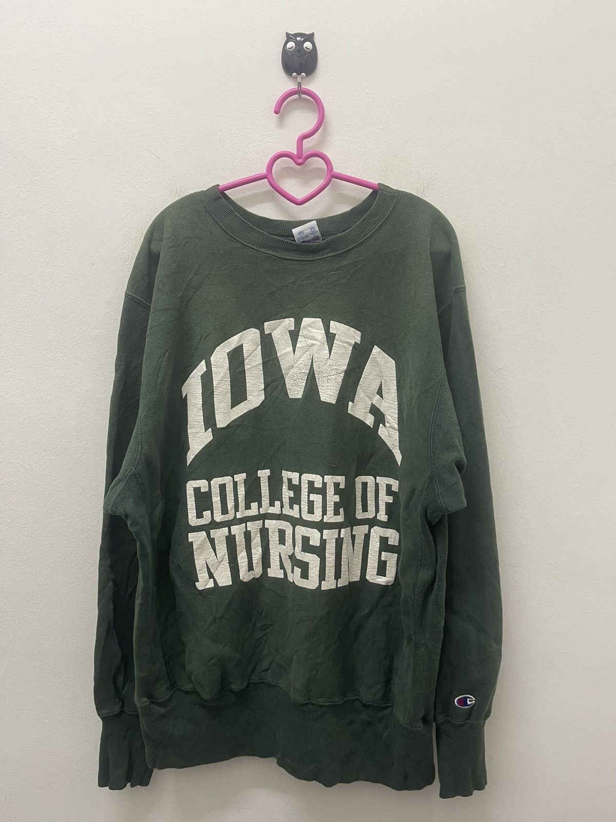 image of American College x Champion Vintage Champion Reverse Weave Iowa College Of Nursing in Green (Size L