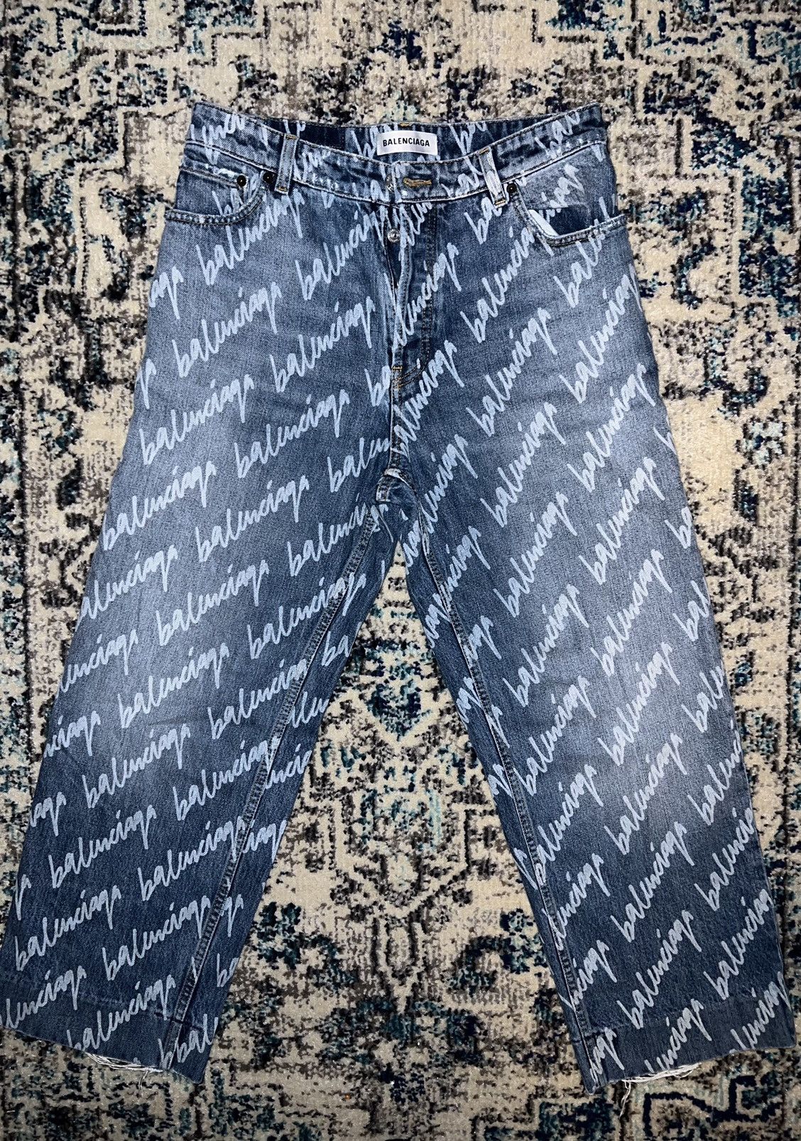 Balenciaga logo print denim jeans Bottoms