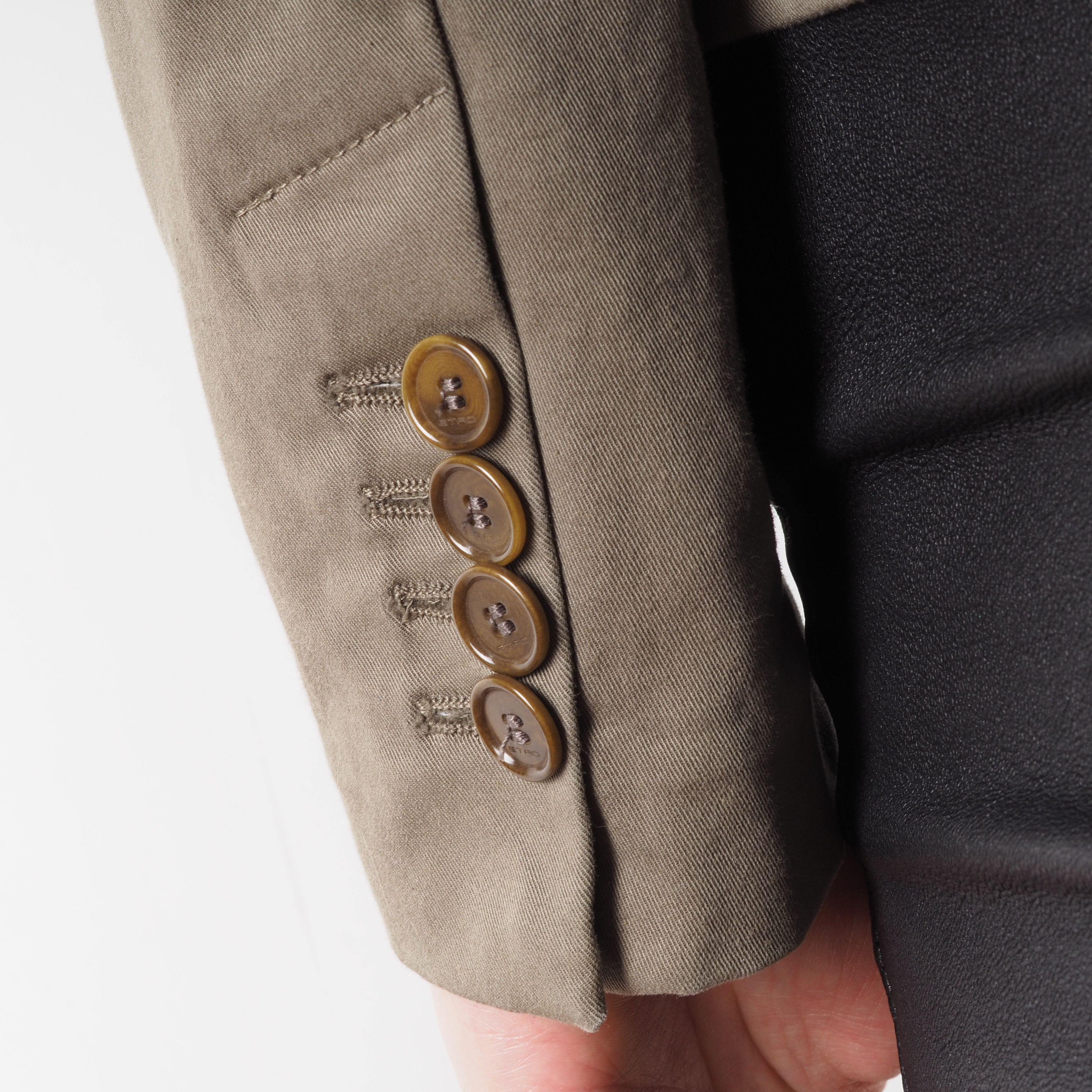 Etro ETRO Milano Women's Khaki Green Cotton Jacket Blazer Size XS / US 0-2 / IT 36-38 - 3 Thumbnail