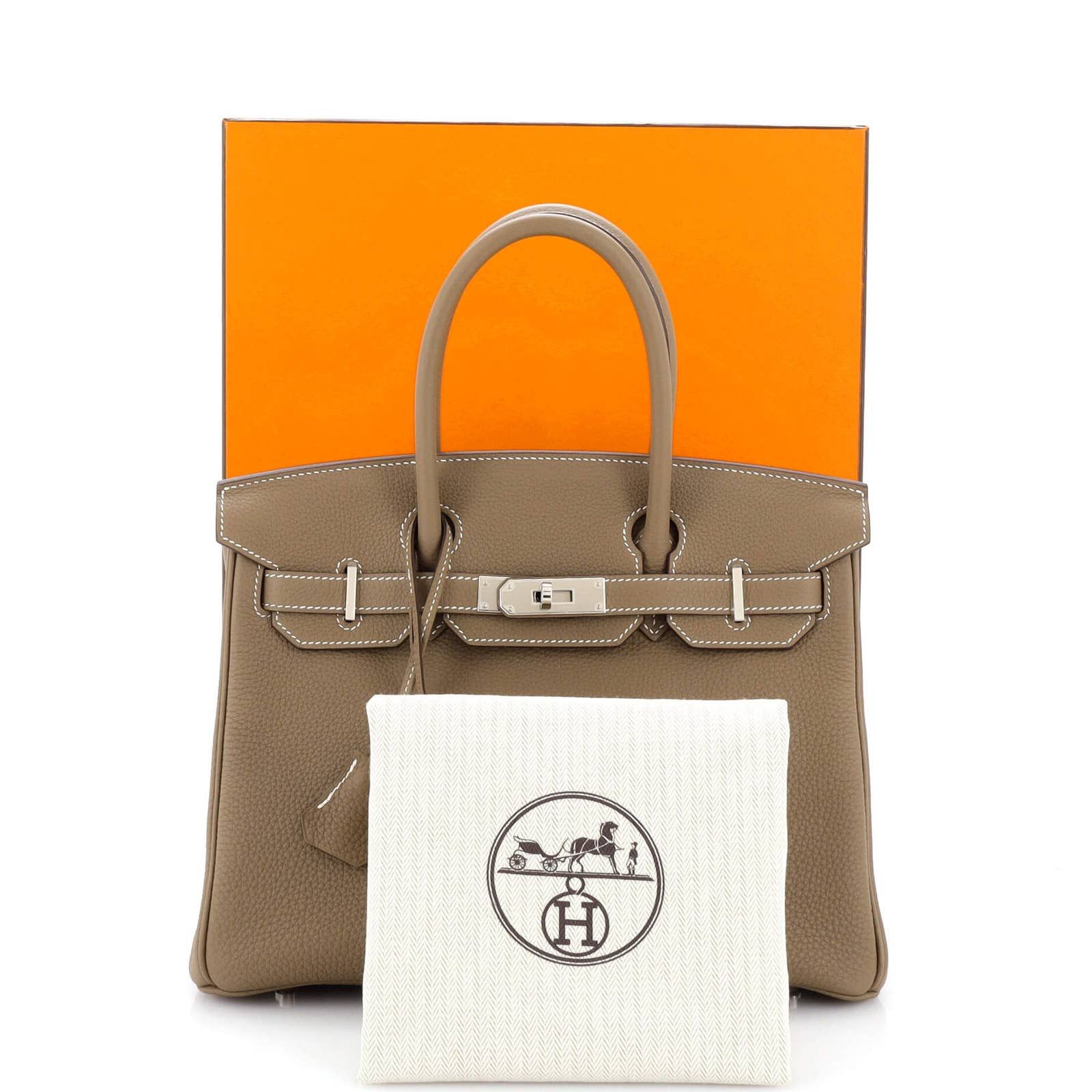 Hermès Birkin 30 Togo Gris Pale Palladium Hardware Leather Handbags Gray