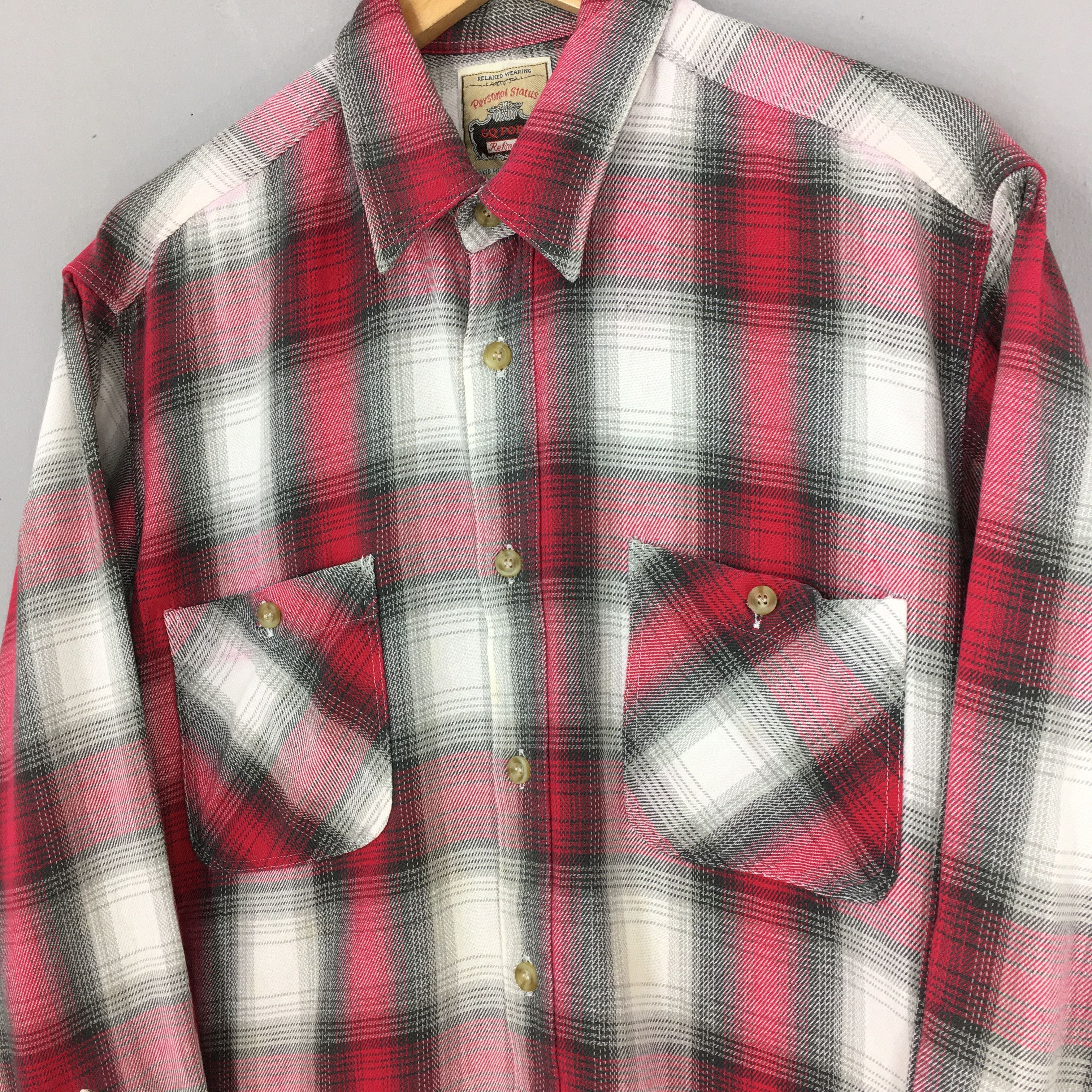 Flannel Vintage Red Plaid Shadow Checkered Flannel Shirt Medium Size US M / EU 48-50 / 2 - 4 Thumbnail