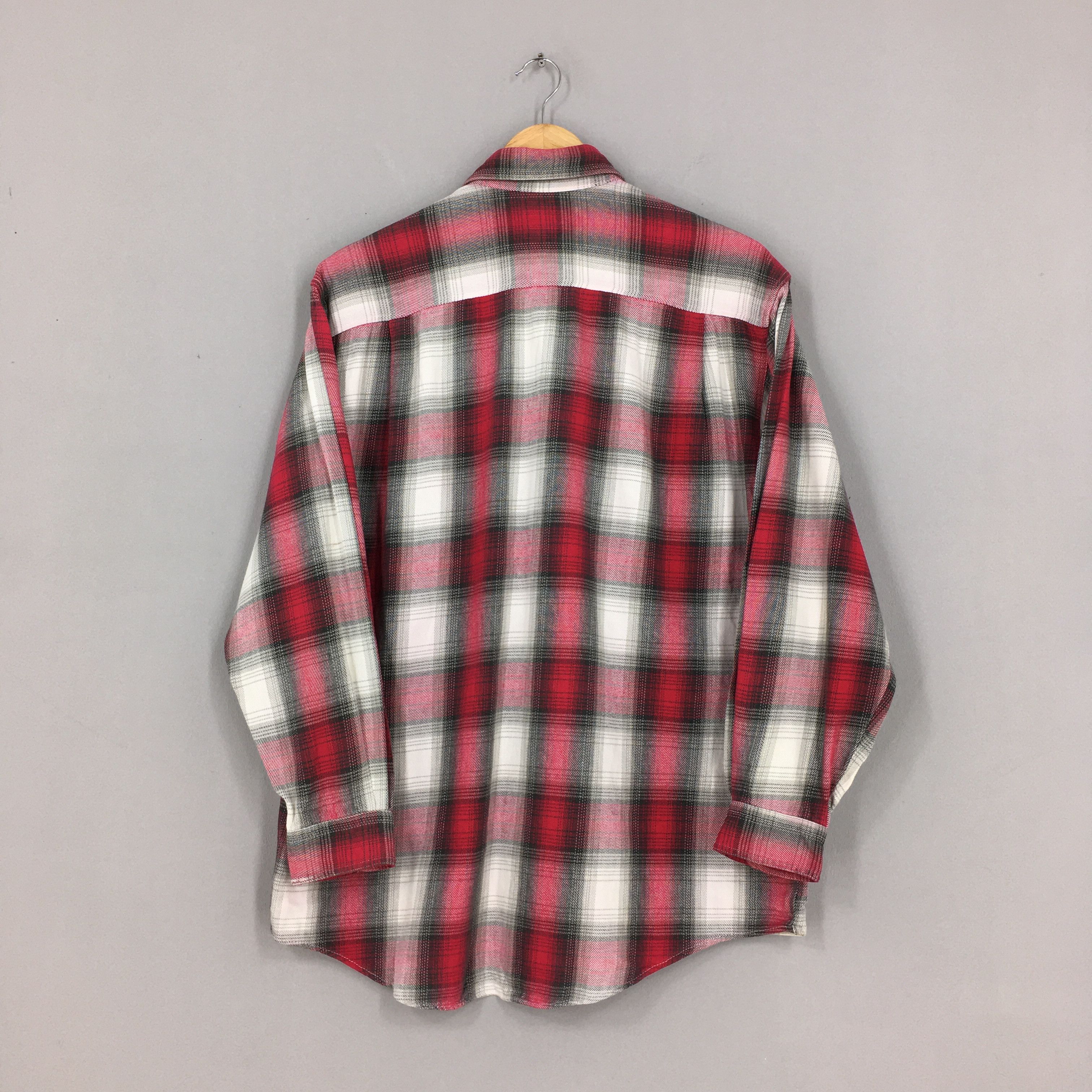 Flannel Vintage Red Plaid Shadow Checkered Flannel Shirt Medium Size US M / EU 48-50 / 2 - 9 Thumbnail